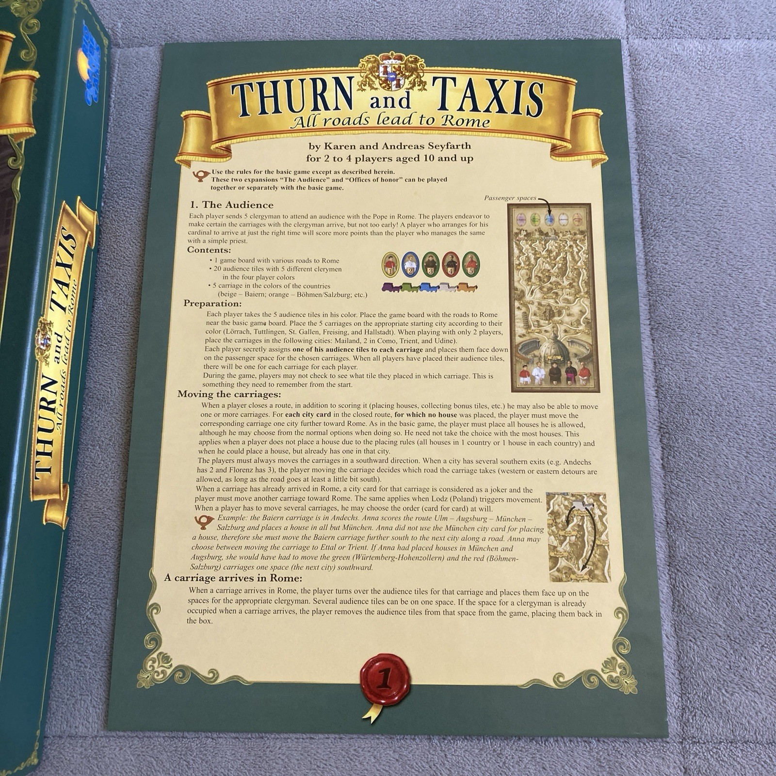 Thurn and Taxis – All Roads Lead to Rome Board Game Expansion – EUC – Complete