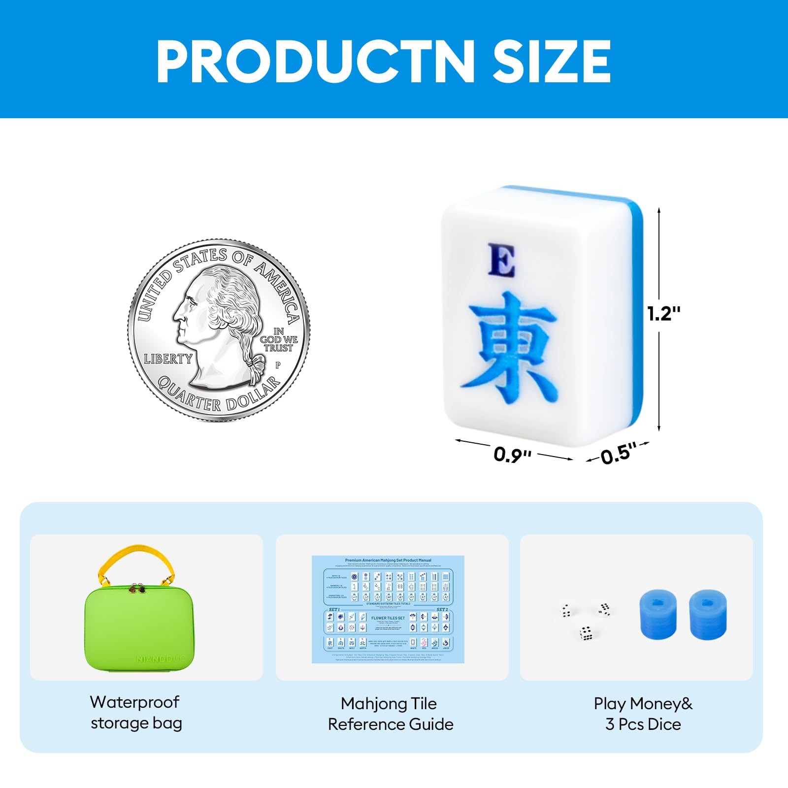 American Mahjong Tile(Only Tiles), 166 Quality Engraved Tiles Blue Backboard,…