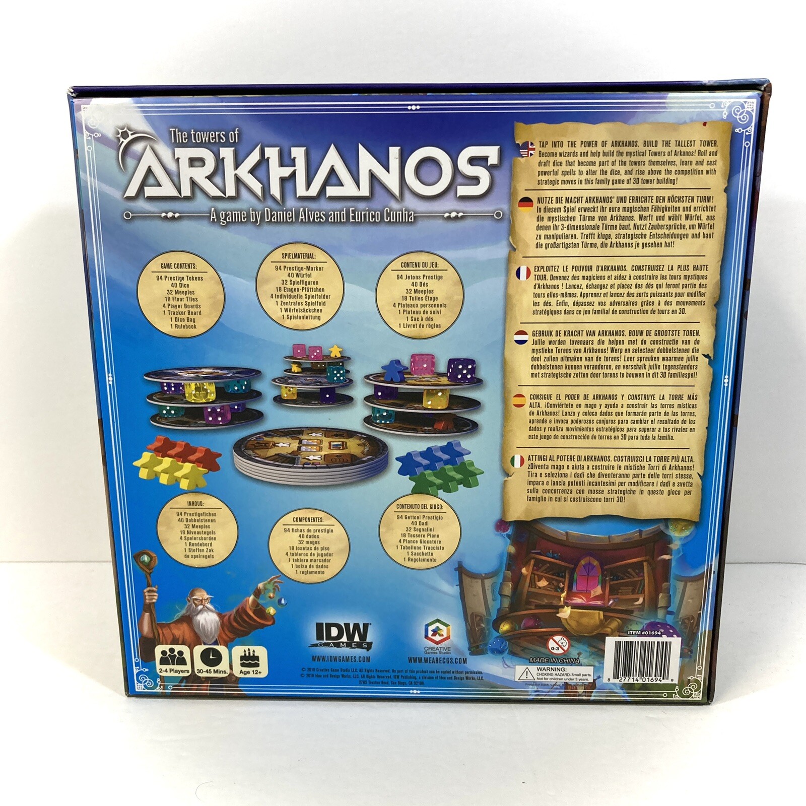 THE TOWERS OF ARKHANOS BOARD GAME idw English Multilingual 2019 oop COMPLETE EUC
