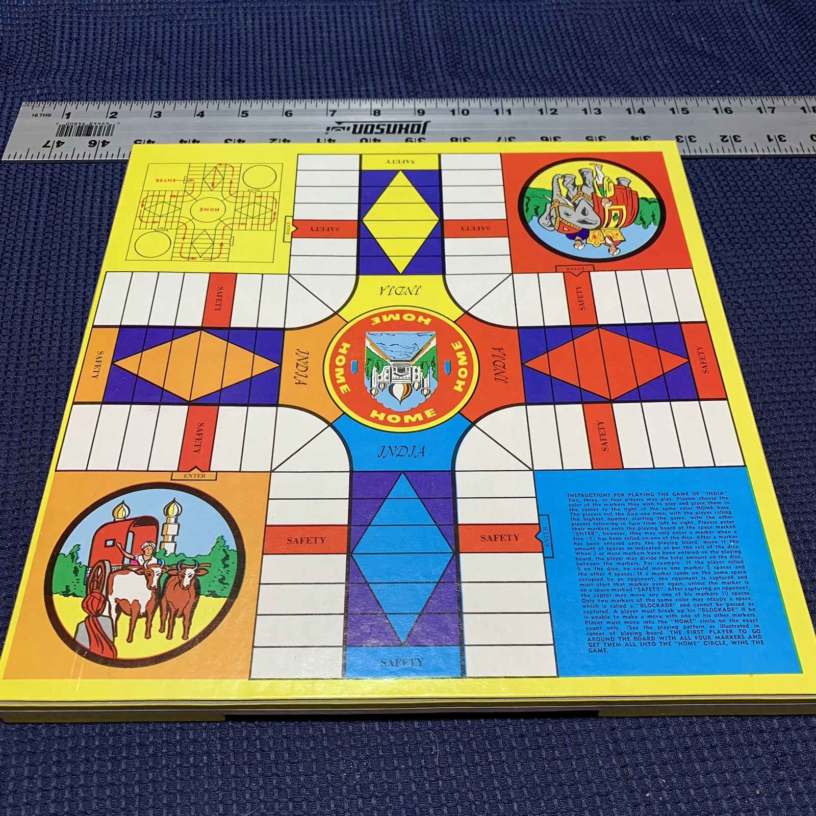 Vintage Pachessie Board Game of India Warren Built-Rite 1950s Complete Free Ship