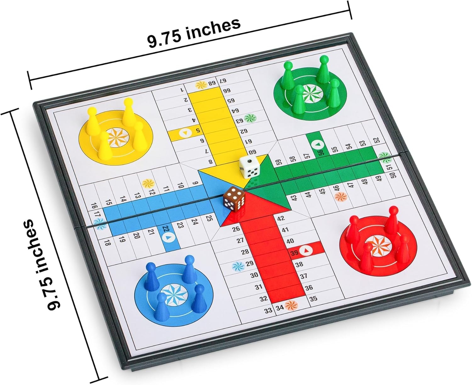 9.75-Inch Ludo Travel Game – Magnetic Folding Board for 2-4 Players, Easy Carry