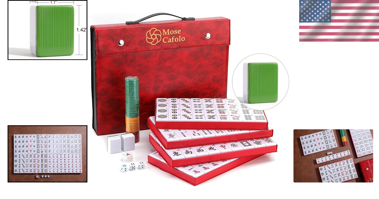 Professional Chinese Mahjong Game Set 146 Numbered Large Size Tiles with Carr…