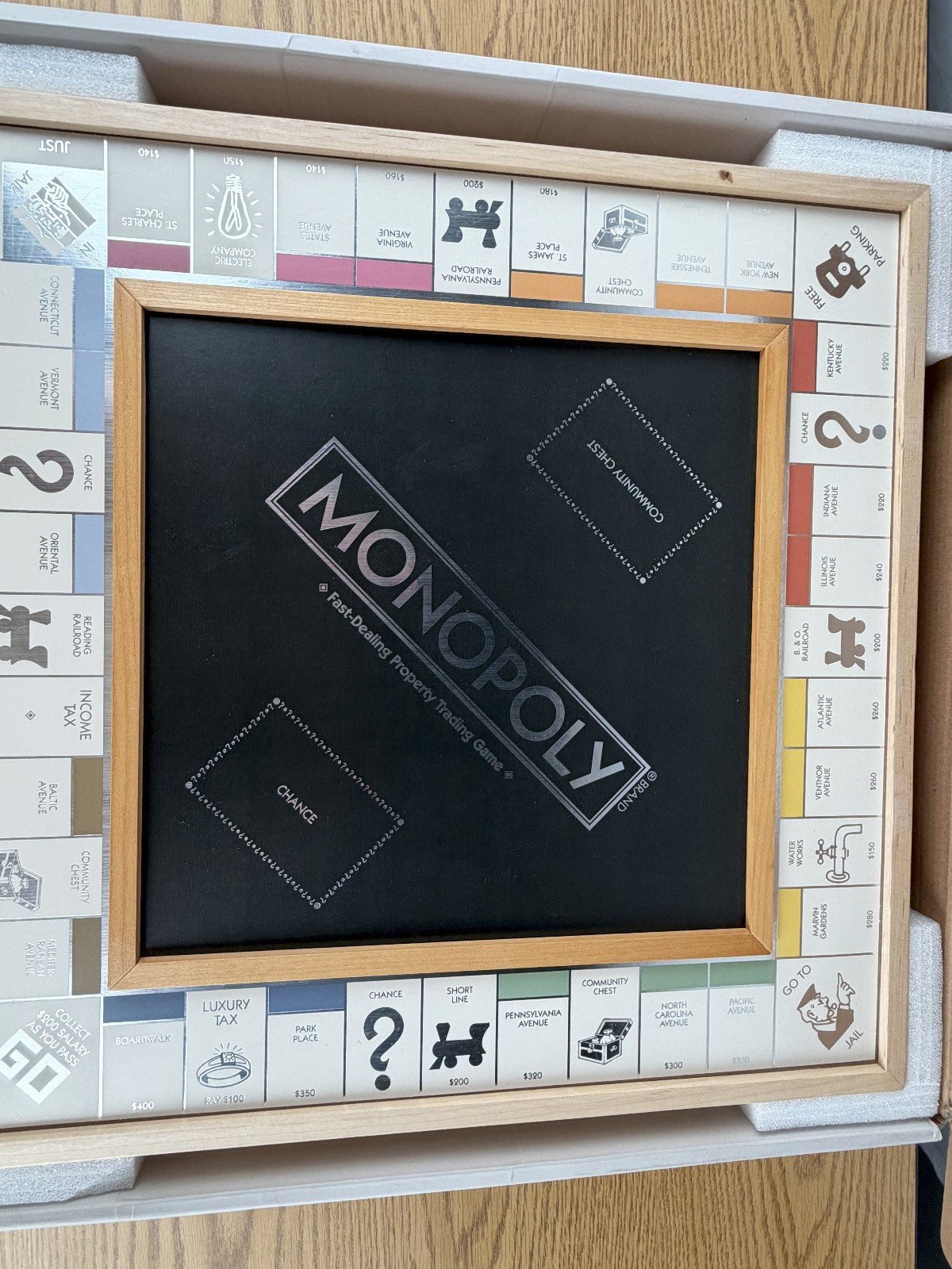 Monopoly Luxe Edition Solid Maple Wood Cabinet Premium WS Game Company Open Box