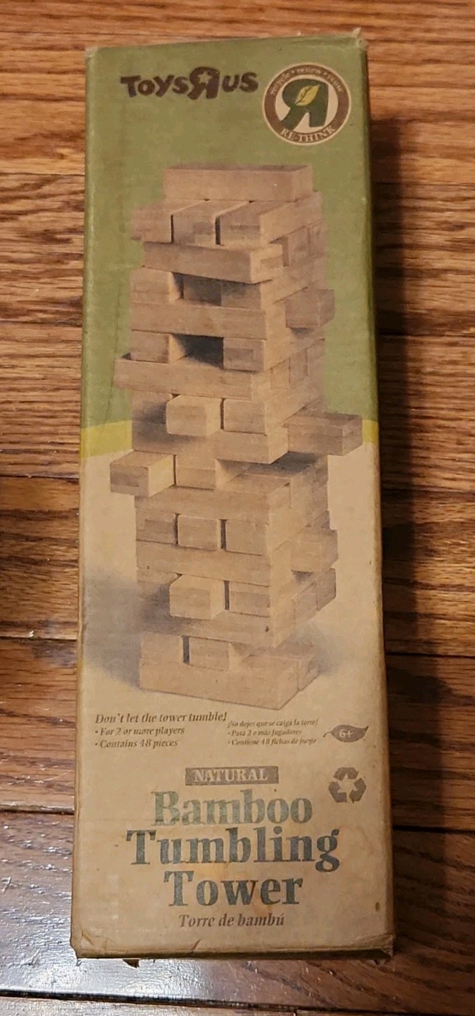 TOYS R US Natural Bamboo Tumbling Tower Recycle Renew Reuse (Jenga like)
