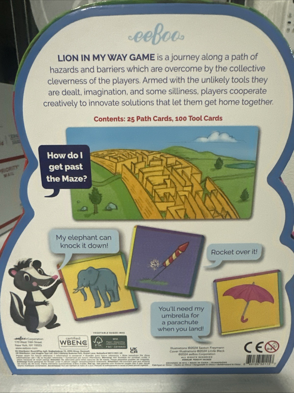 eeBoo Lion in My Way Game Kids Ages 5+ Imaginative Problem Solving Animal Box