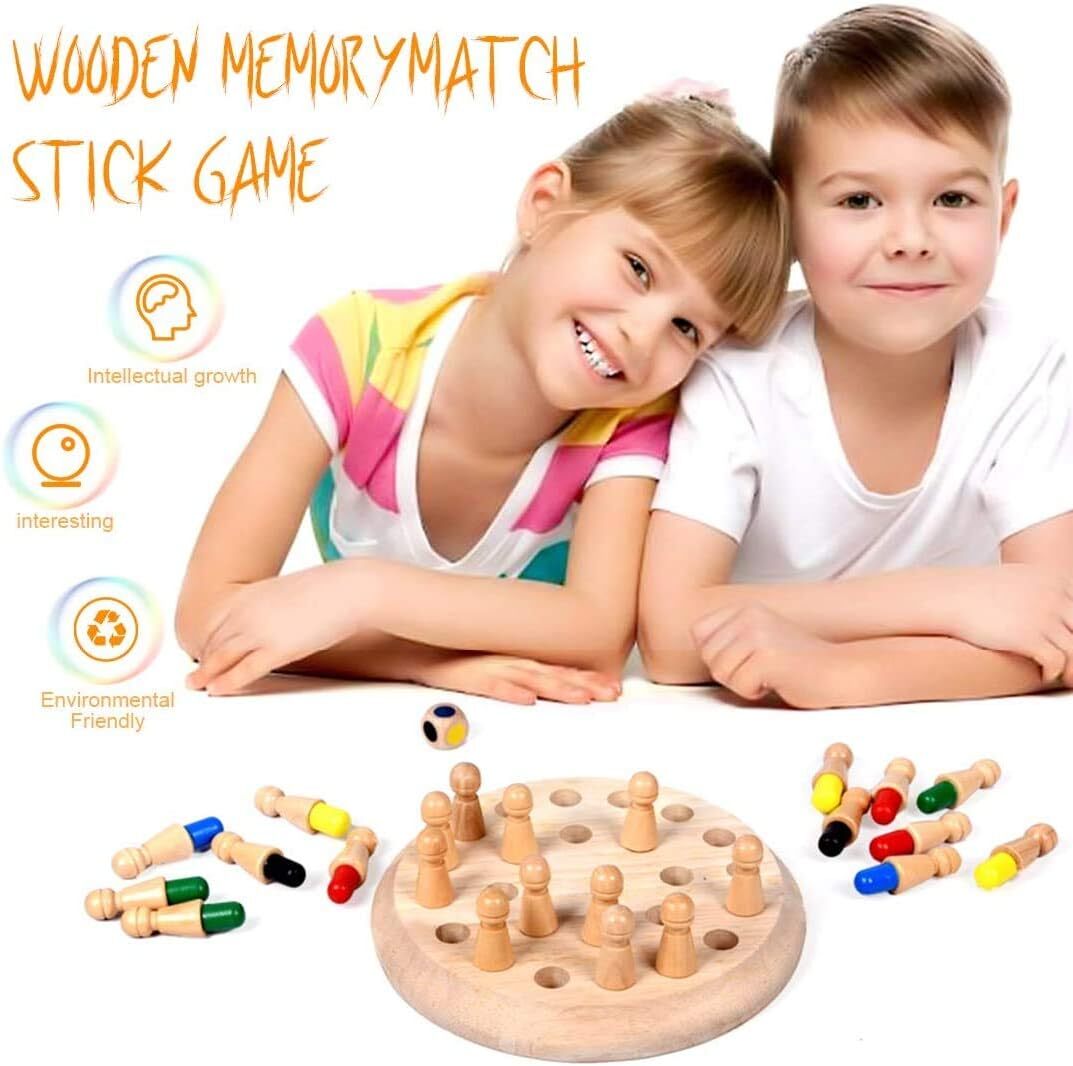 Gifts for Kids-Wooden Memory Chess Board Game: Color Memory Matching Brain Game