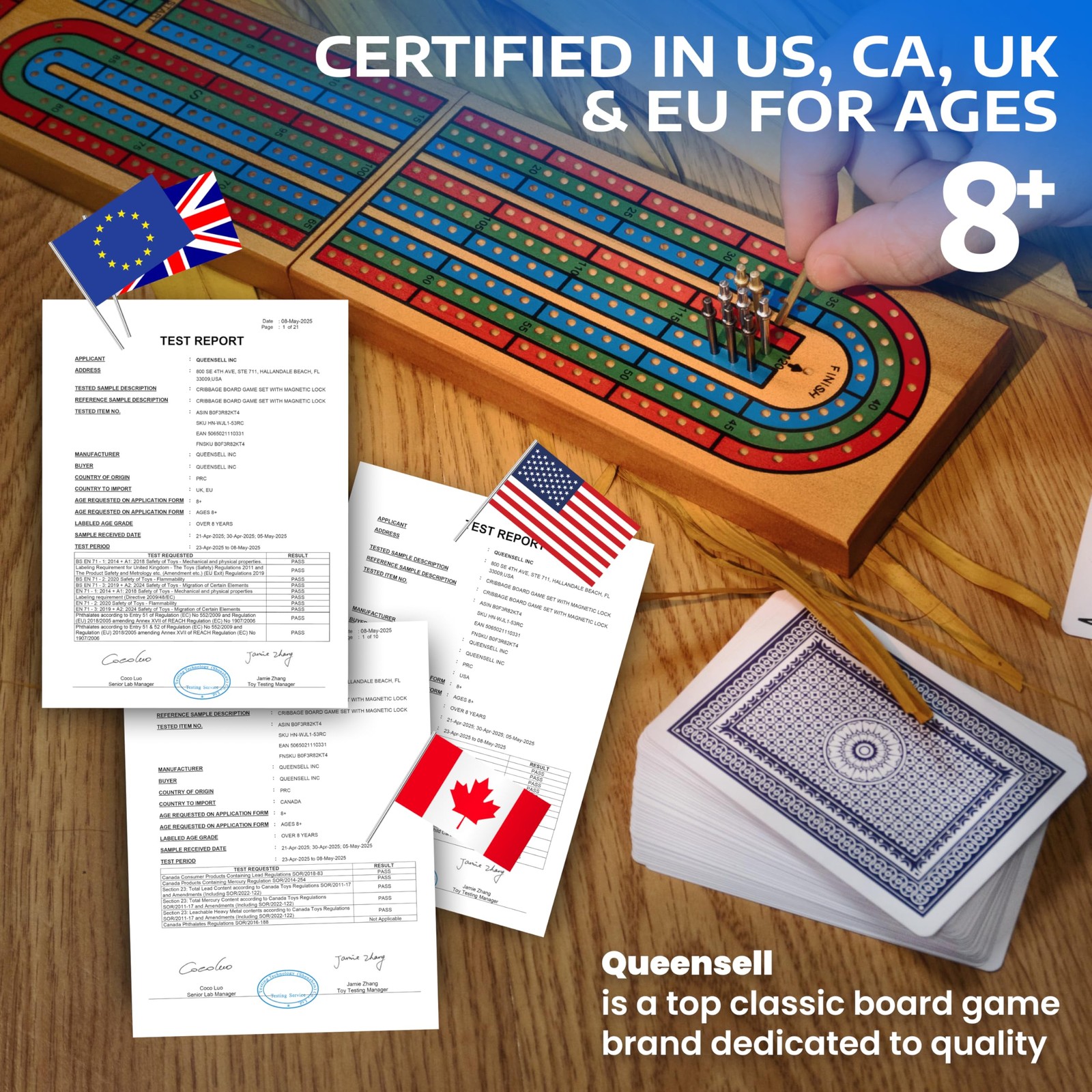 Cribbage Board Game Set with Storage – Classic Game Travel Cribbage Board wit…