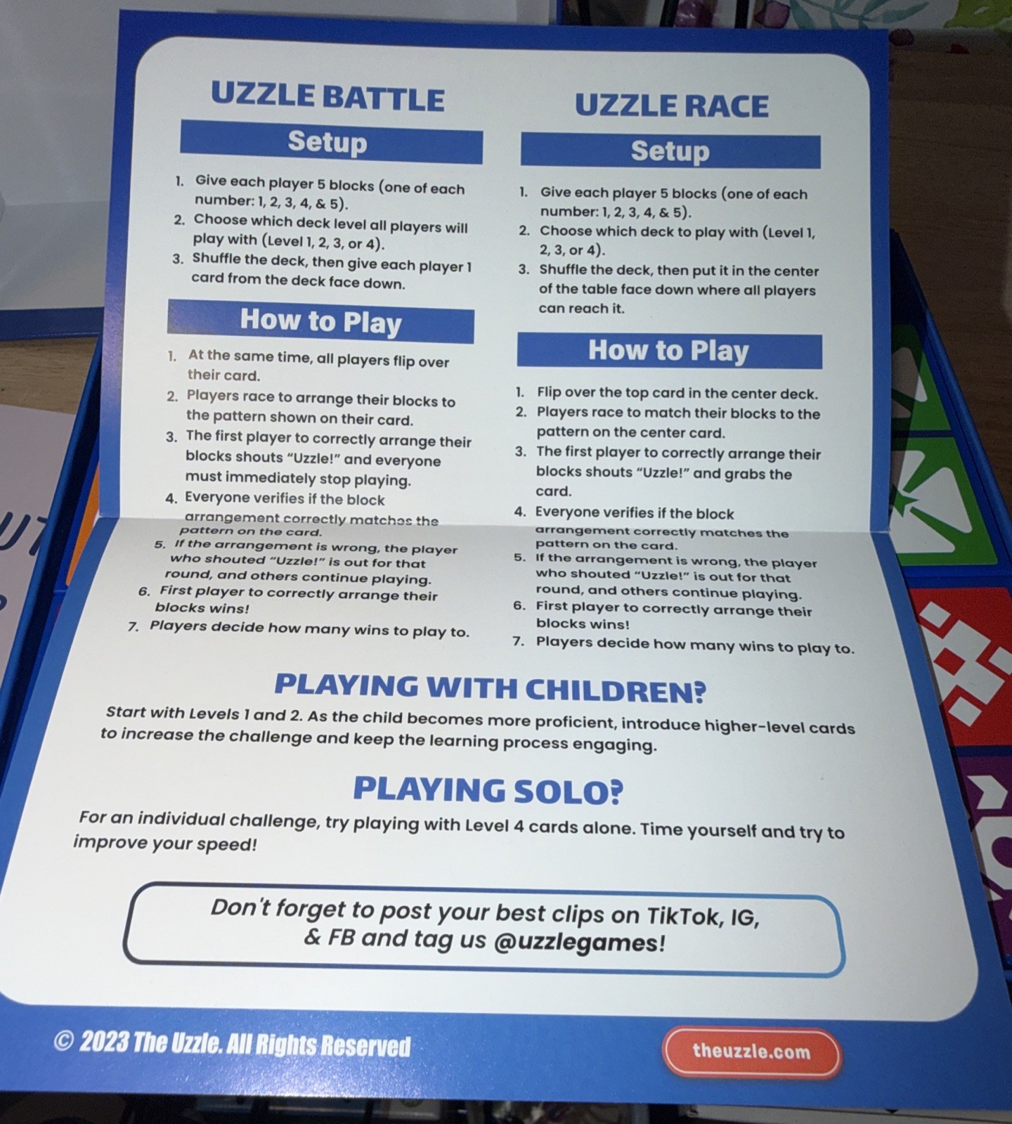 The Uzzle Board Game Block Puzzle -brand New In Box
