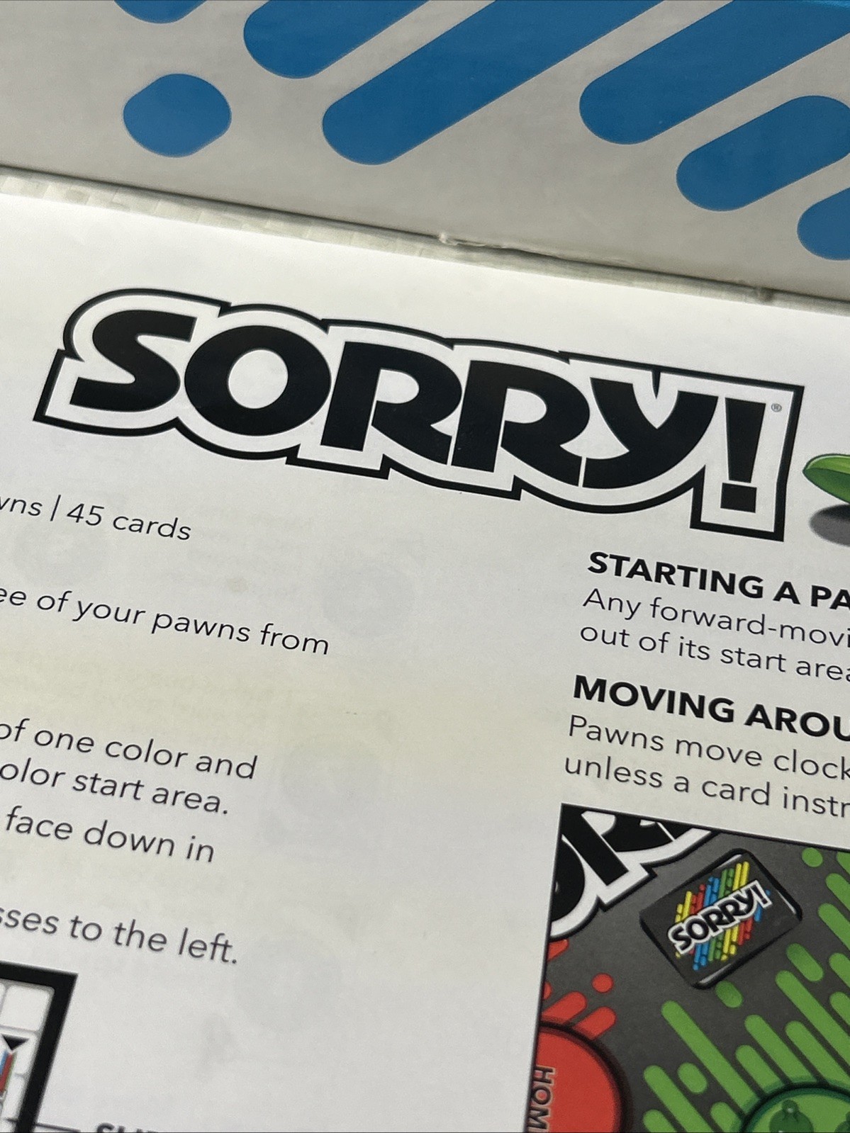 Sorry! Instruction Booklet Replacement Rules Manual 2016 Hasbro