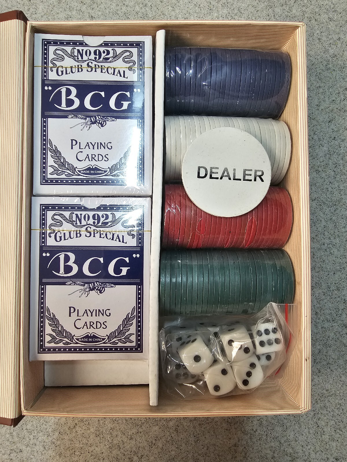 Poker & Dice Game Set George Hardy Chips Playing Cards Decks SEALED Gambling