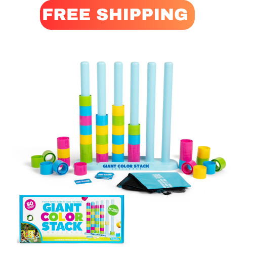 Giant Color Stack Wooden Block Game Family Party Stacking Tower Indoor Outdoor