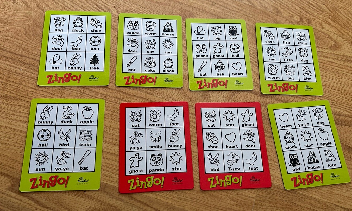 ThinkFun Zingo 1-2-3 Number Kids Game Replacement Set Of 8 Bingo Cards 2-Sided