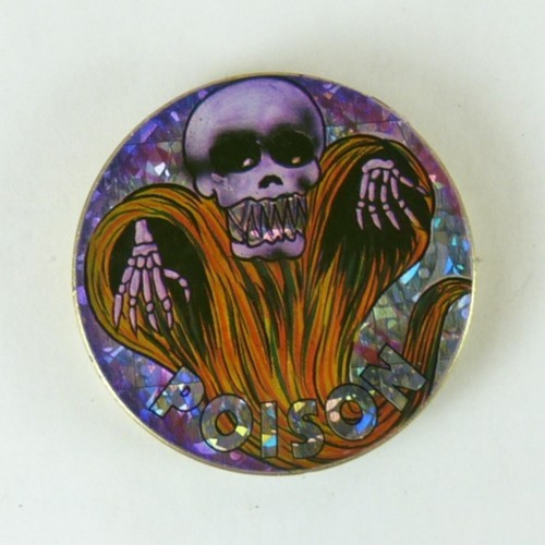 1/4″ Thick 2.5oz Heavy Brass Double Sided Pogs Slammer Poison Skull 8 Ball