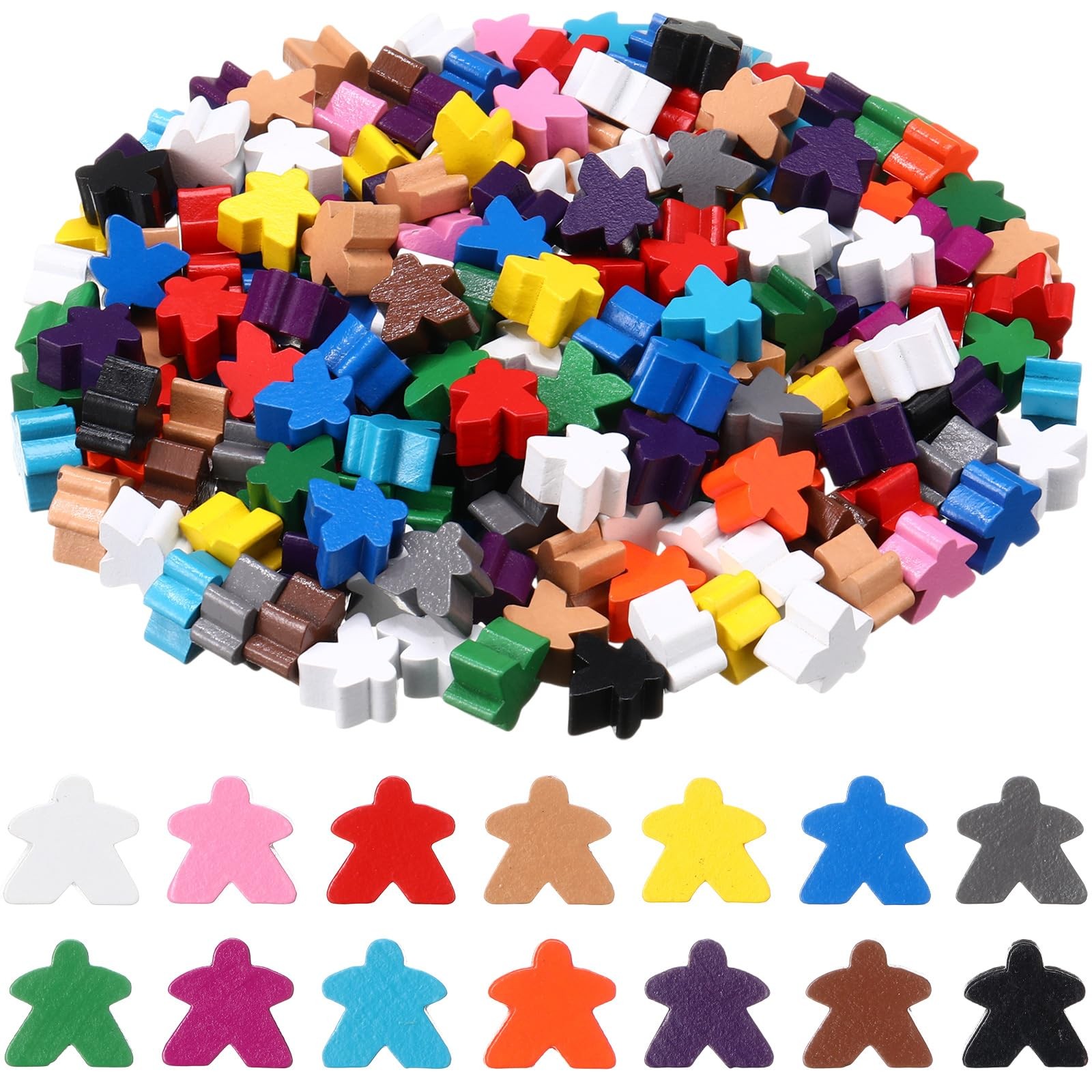 Arrowbash 200 Pcs Wooden Meeples Multi Color 4.02 x 6.1 x 0.1 inches