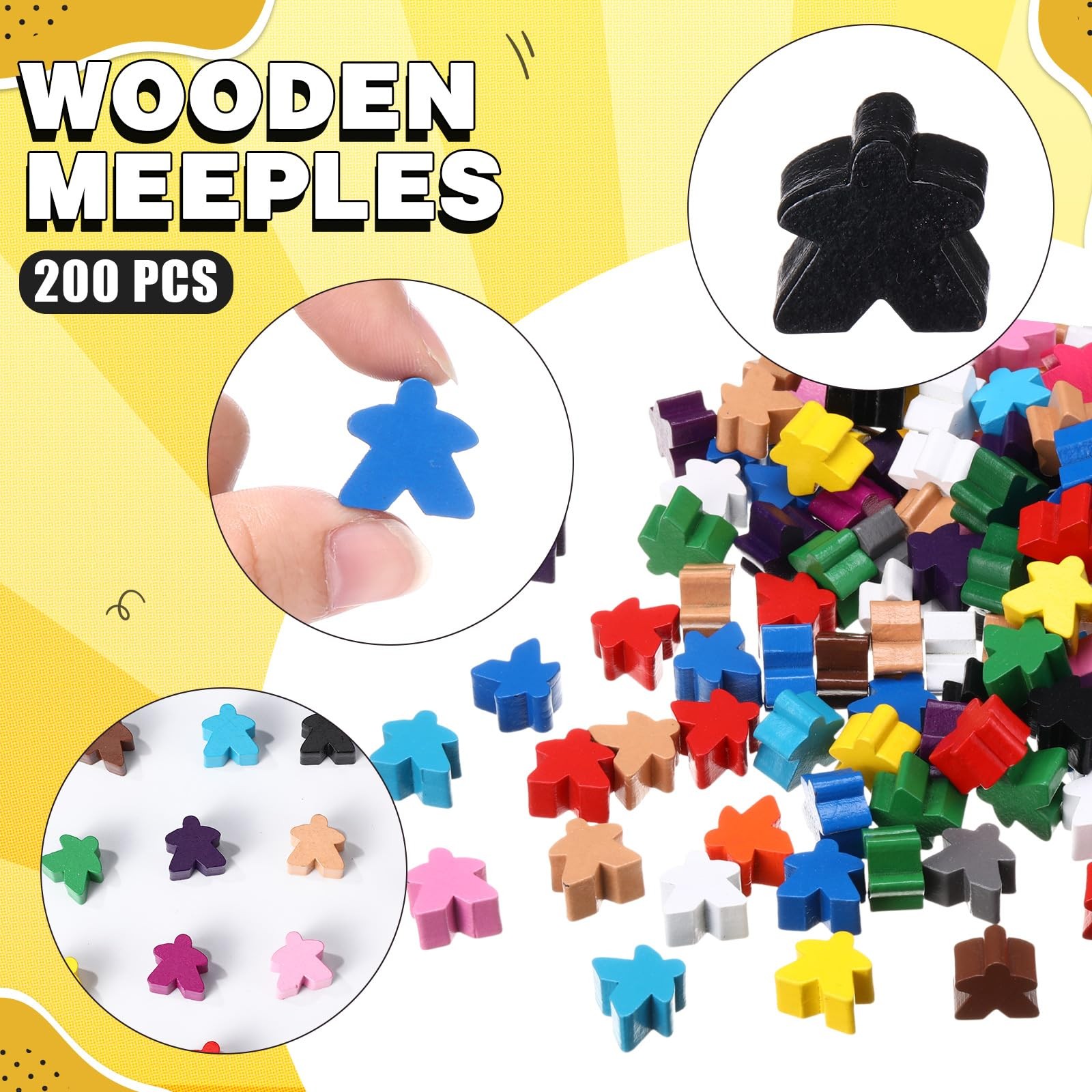 Arrowbash 200 Pcs Wooden Meeples Multi Color 4.02 x 6.1 x 0.1 inches