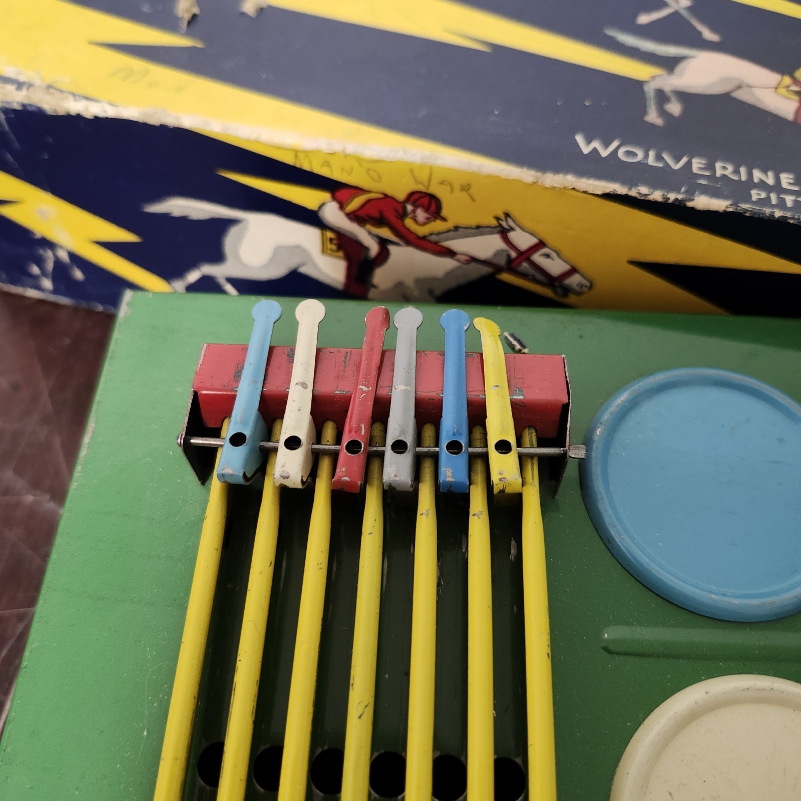 Vintage Gee-Wiz No.40 Racing Game Tin Litho Simulator Wolverine Horse Race Box