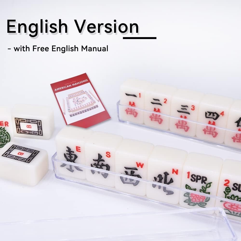 NEW Travel American Mahjong Set 166 White Tiles Racks Panda Bag 0.8in
