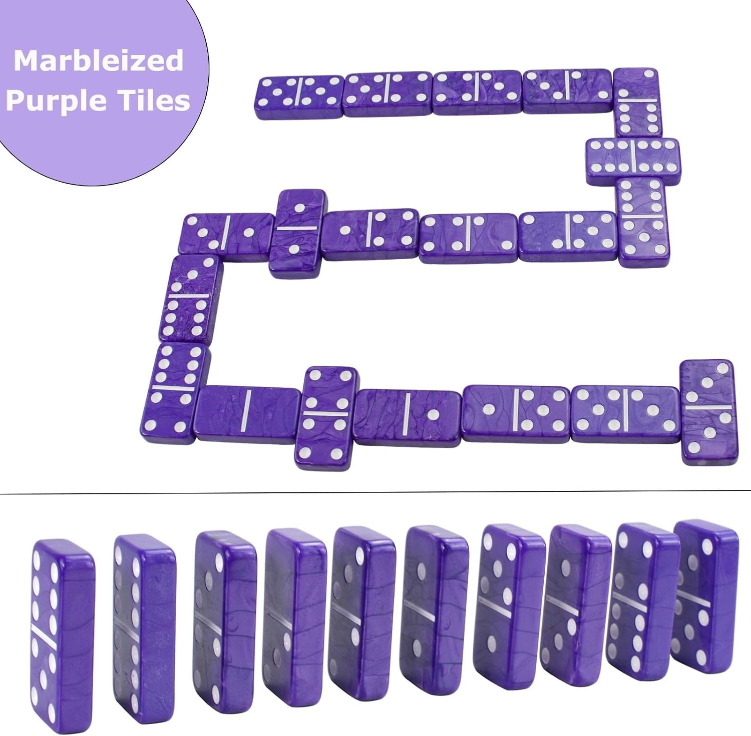 Dominos Set for Adults Thick Purple Domino Double 6 Dominoes for
