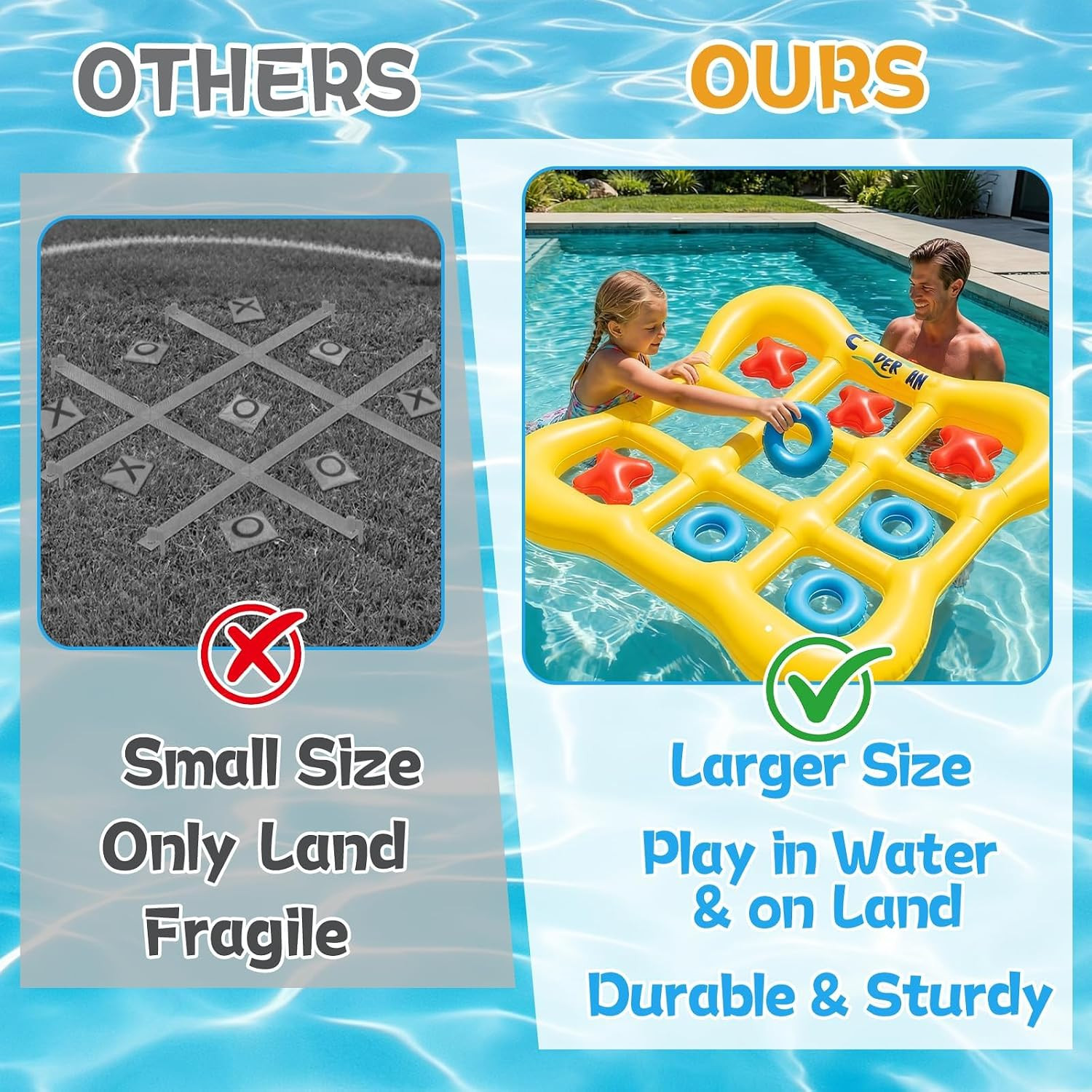 Pool Games Set Giant Inflatable Tic-Tac-Toe Board with 10 Balls 2-10 Players 4.6