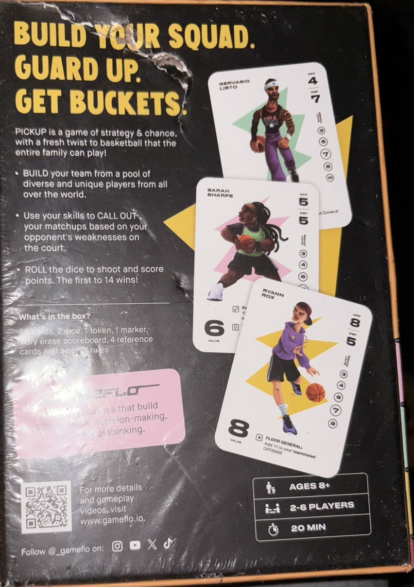 Gameflo Pickup Basketball Card Game Of Strategy 2-6 Players Ages 8+ New Sealed