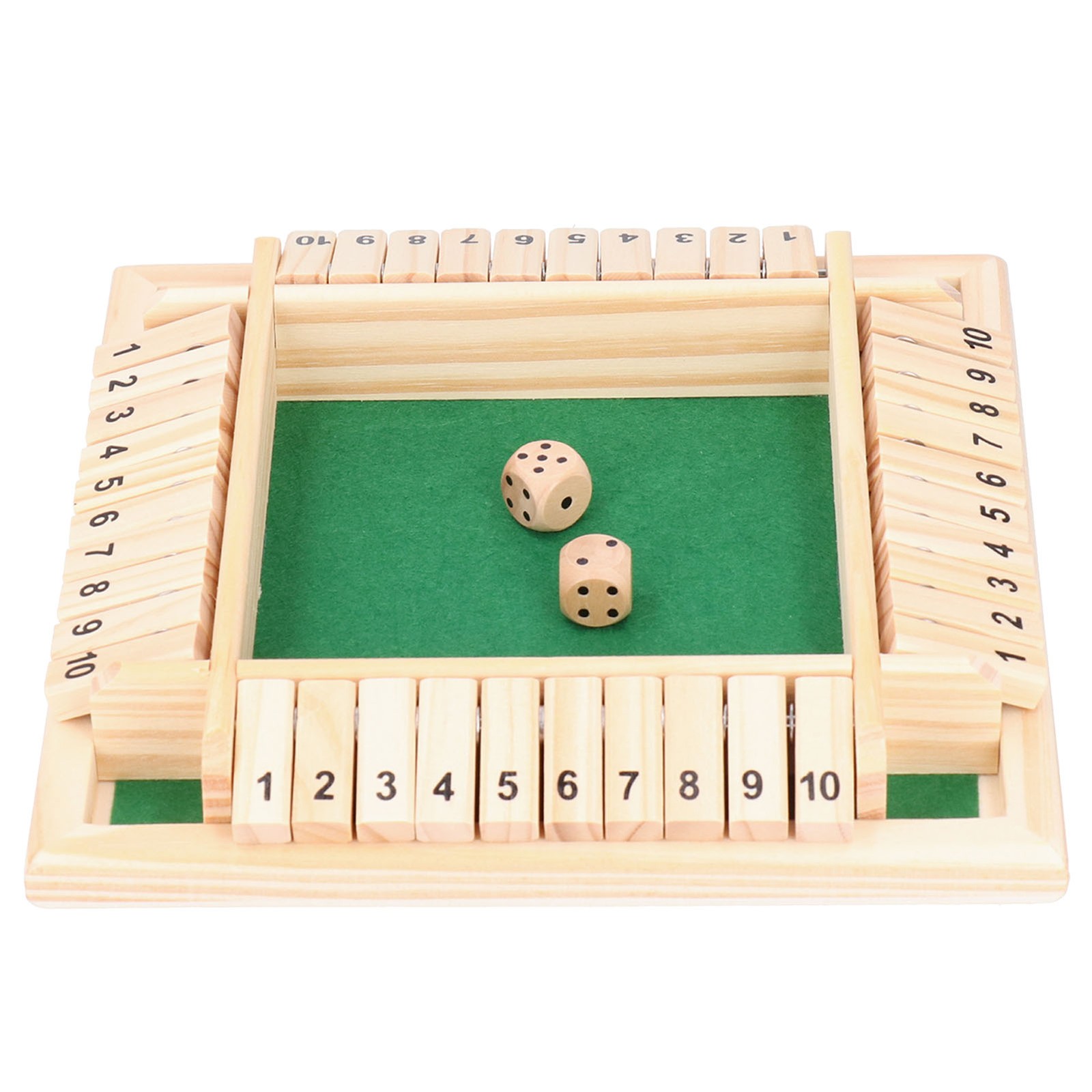 Wooden Number Shut the Box Dice Game Set Ideal for 4 Players Family Party Game