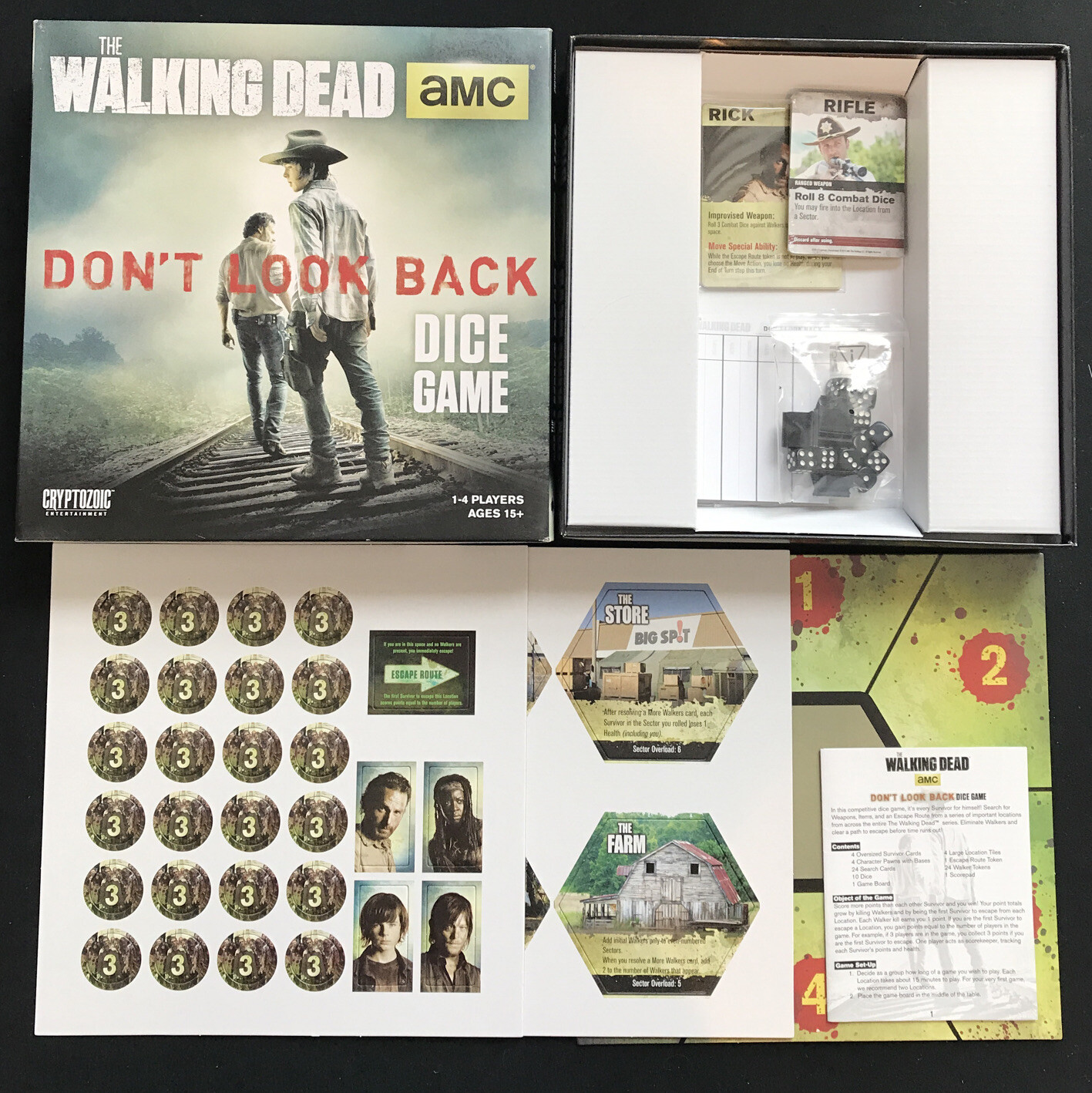 The Walking Dead: Don’t Look Back Dice Game – board Cryptozoic amc UNPLAYED