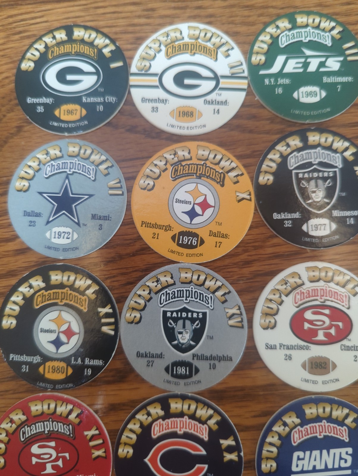 Vintage 90s NFL Pogs Lot of 25 Washington Oakland Raiders Howie Long Cowboys