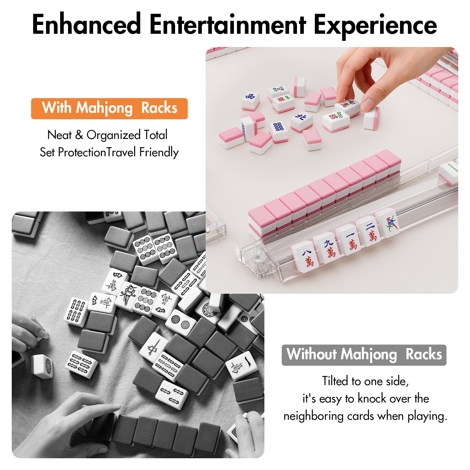 Clear Mahjong Racks with Pushers, 17.5″ Mahjong Pushers and Racks