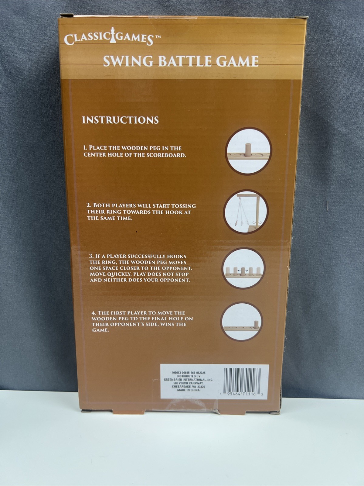 Classic Swing Battle Ring Toss Game 5pc Wooden Hook & Ring Outdoor/Indoor 2 Play