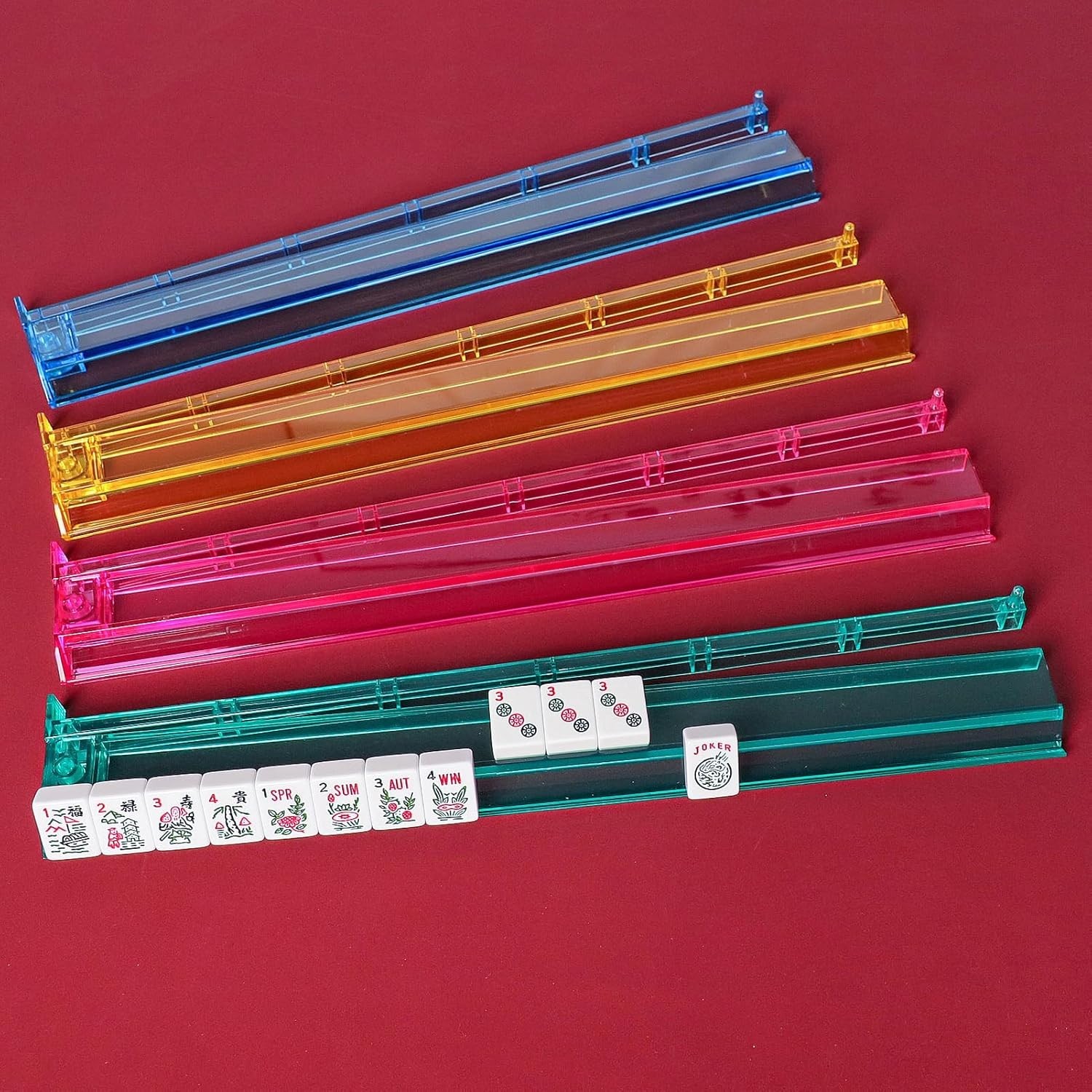 American Mahjong Set, Mahjong Game Set, 166 Tiles with Blue