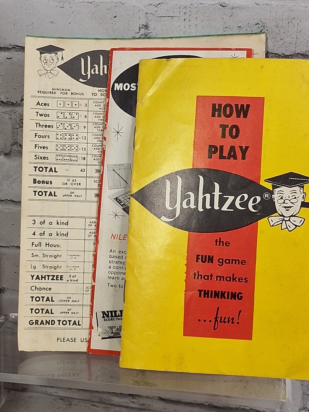 Vintage 1960’s Yahtzee Game Includes Dice Cup Chips Score Cards & Instructions