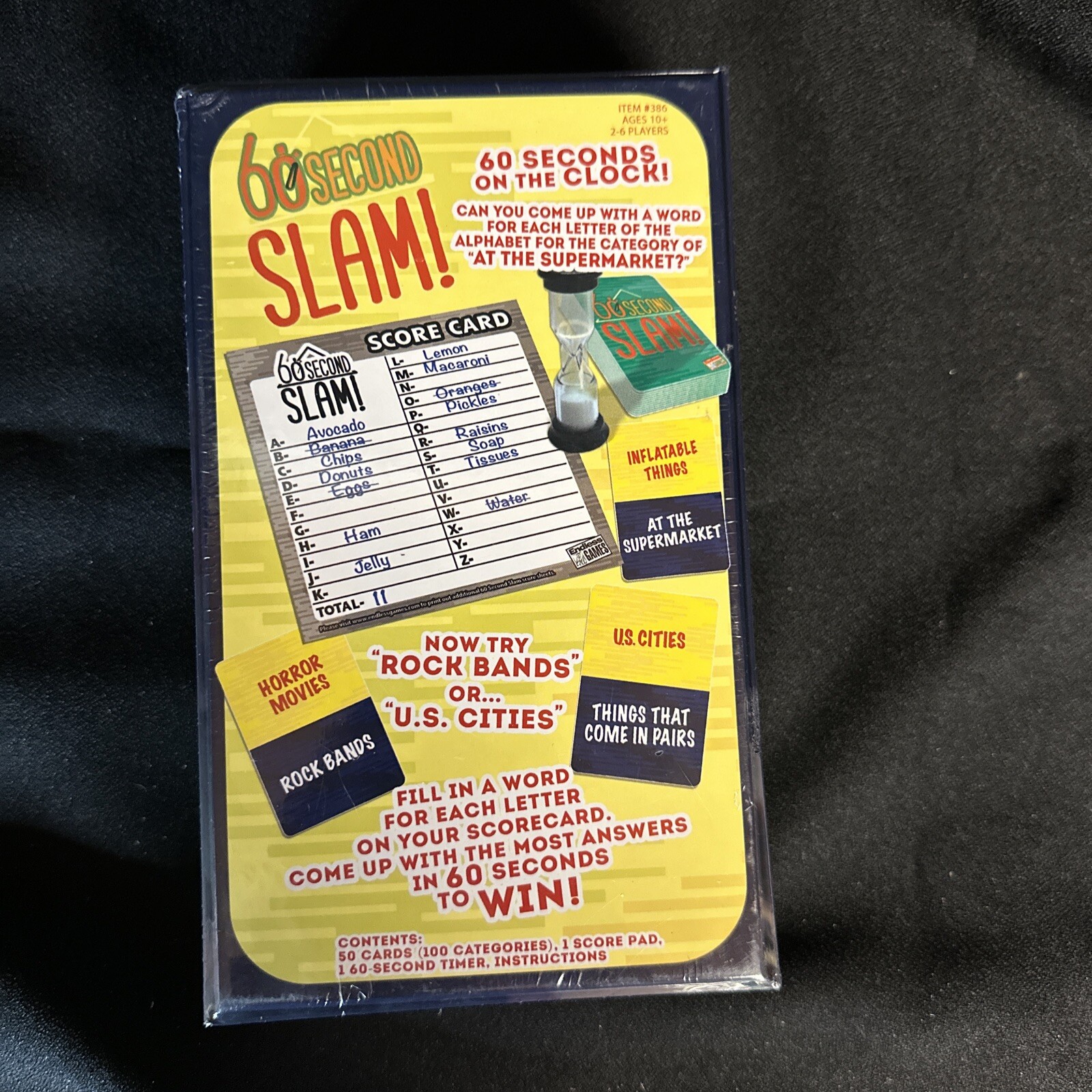 60 Second Slam! The Race-The-Clock Alphabet/Category Game! Age 10+ SEALED