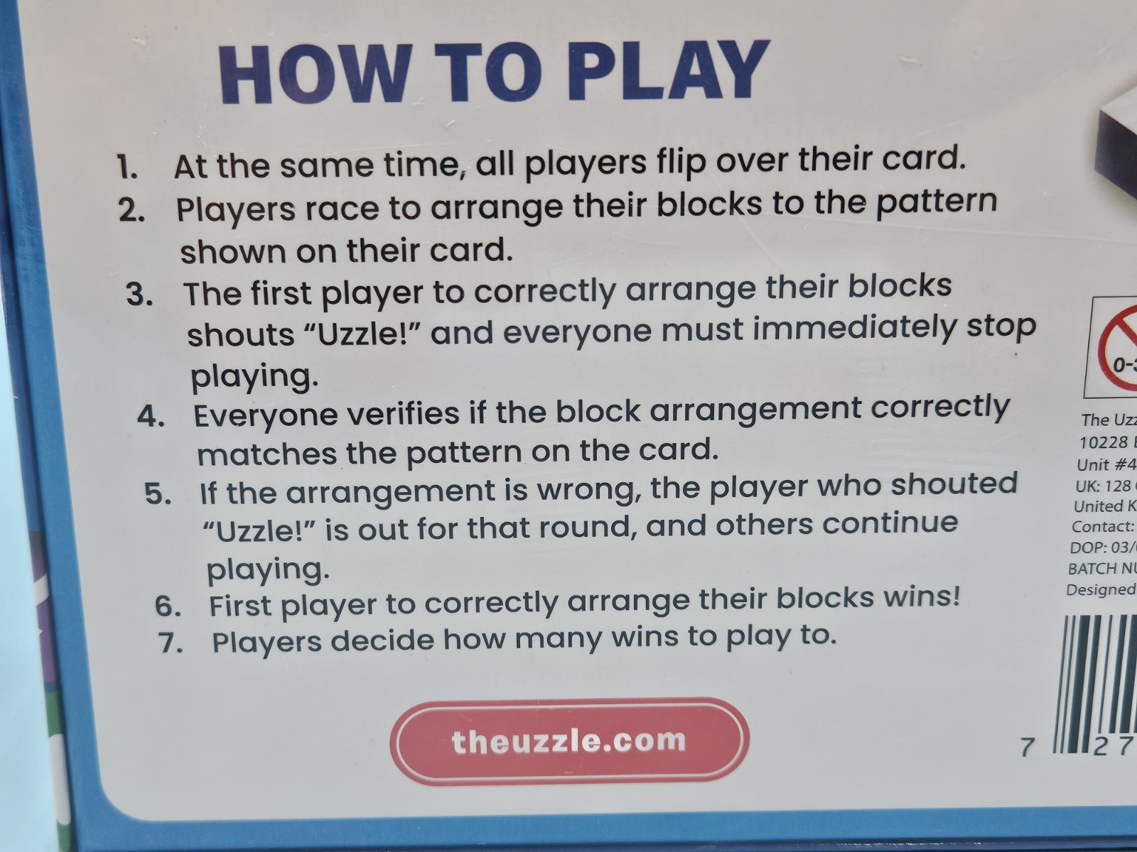 The Uzzle Board Game Family Game Puzzle for Children & Adults – New Sealed
