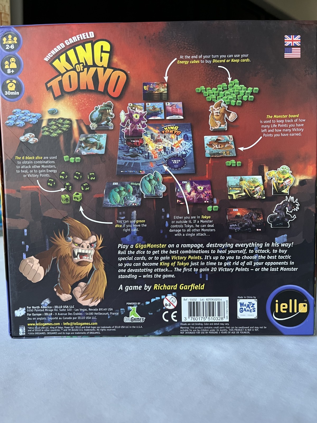 King of Tokyo Richard Garfield Board Game 2014 Iello *Complete NEW