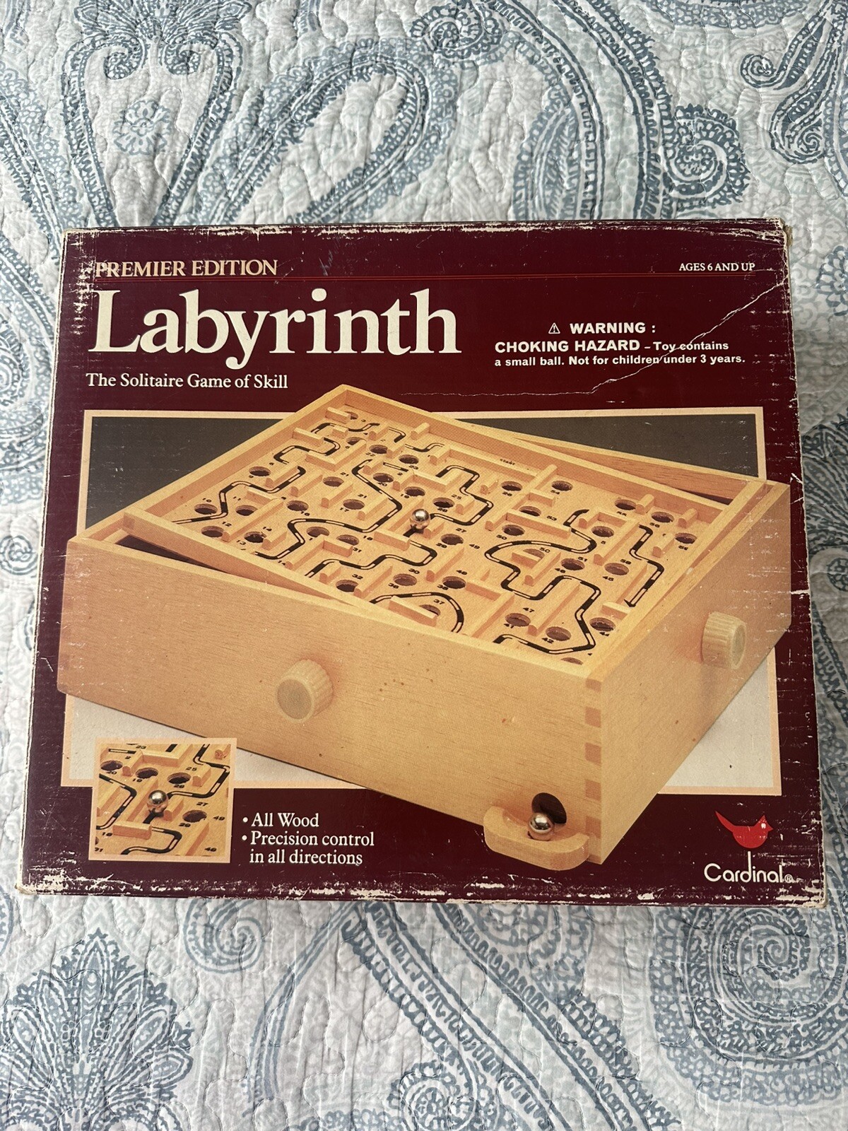 Vintage 1993 Labyrinth Premiere Edition by Cardinal Wooden Marble Game of Skill