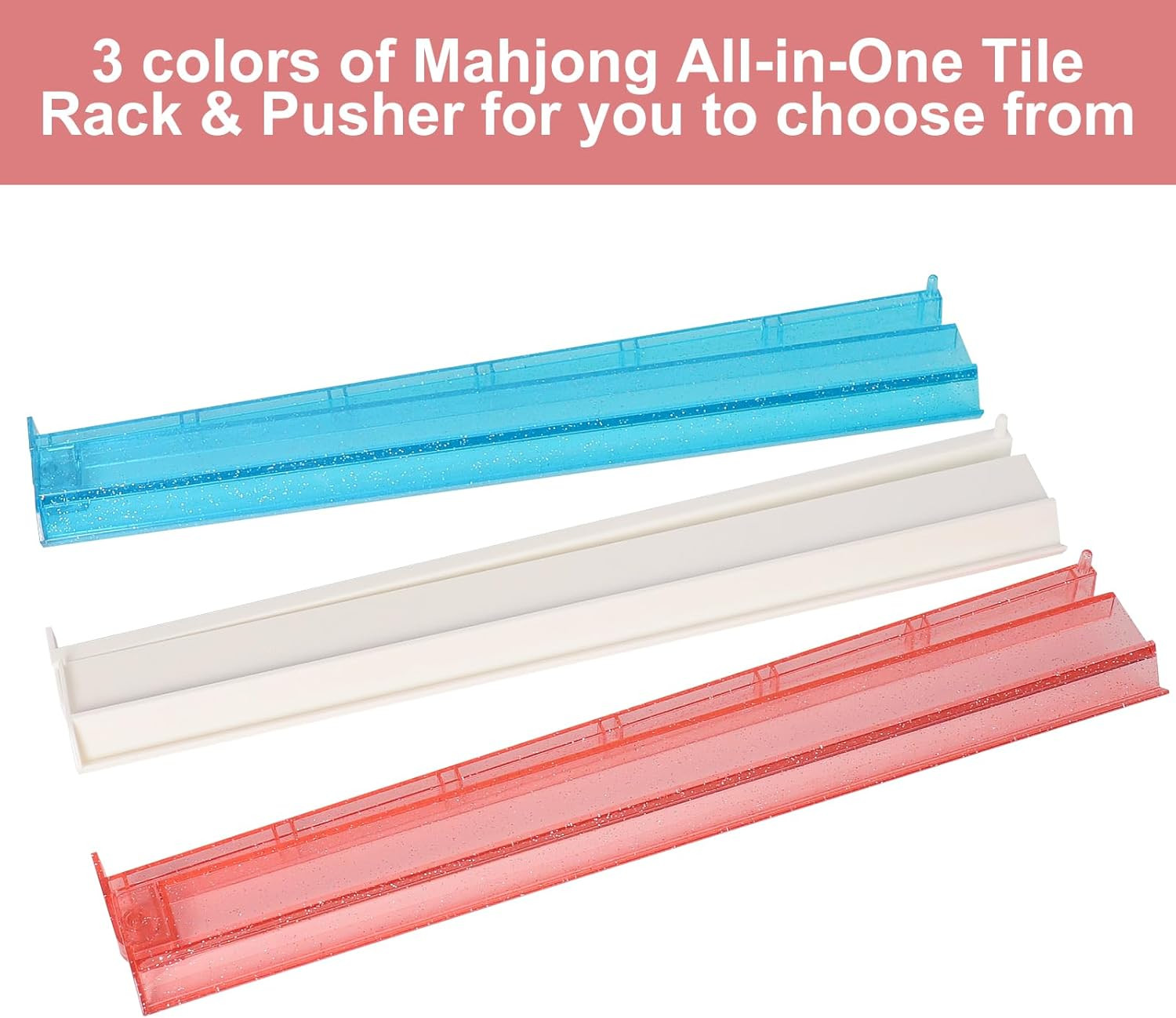 4PCS Mahjong Racks with Pushers (White), American Mahjong All-In-One Tile Rac…
