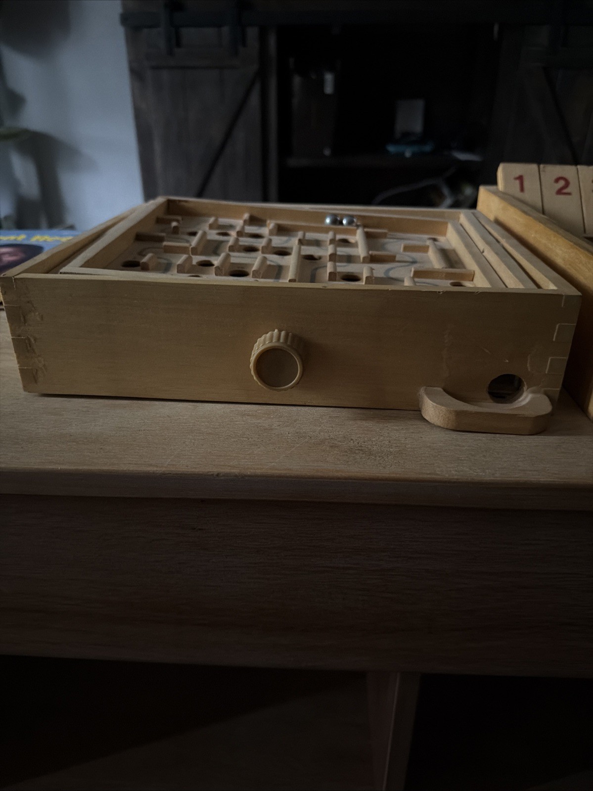 Vintage Labyrinth Wooden Maze Marble Skill Puzzle Game + 2 Balls