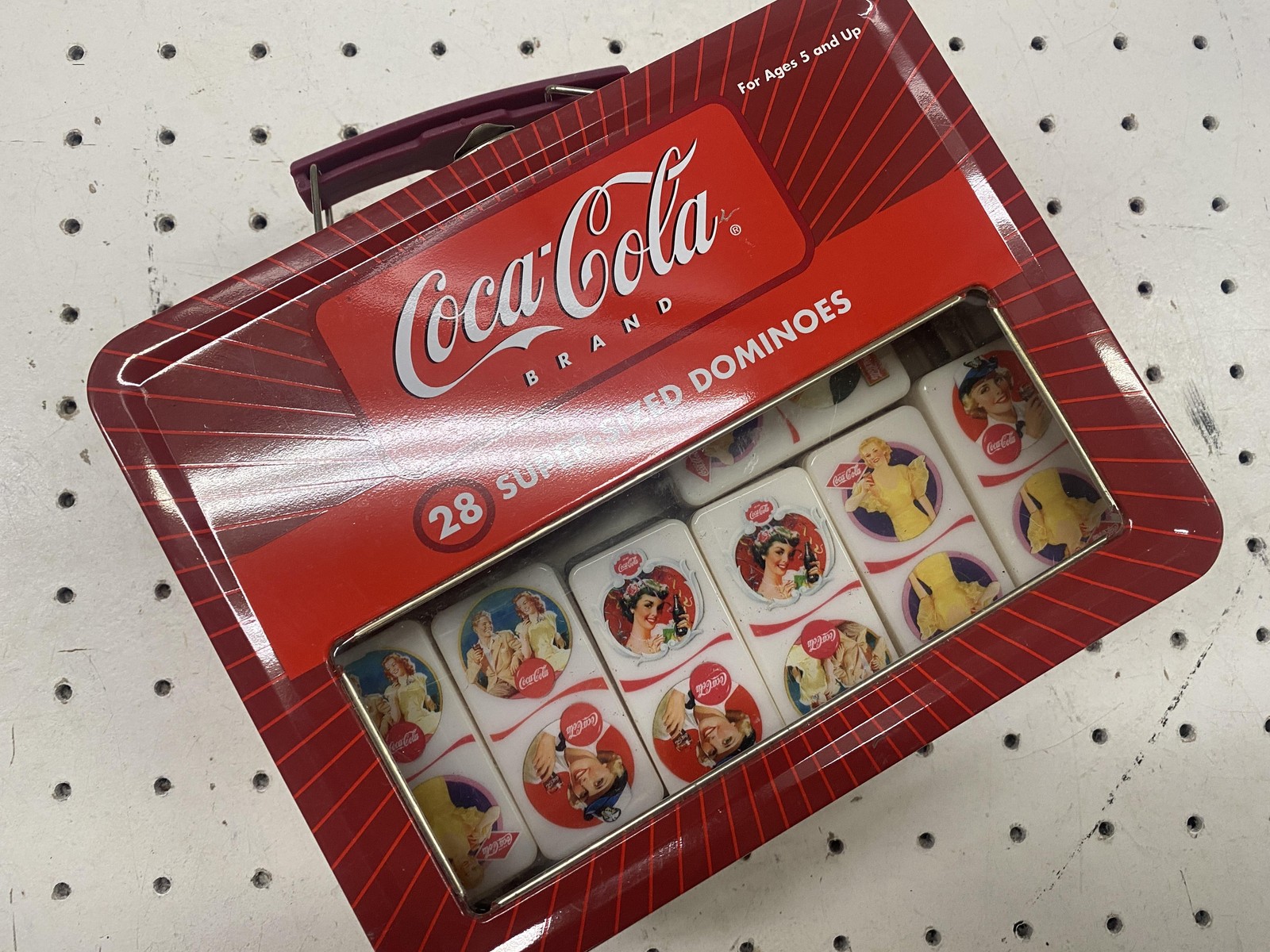 Vintage Coca-Cola 28 Super-Sized Dominoes Game Tin Complete Giant Tile Set Art