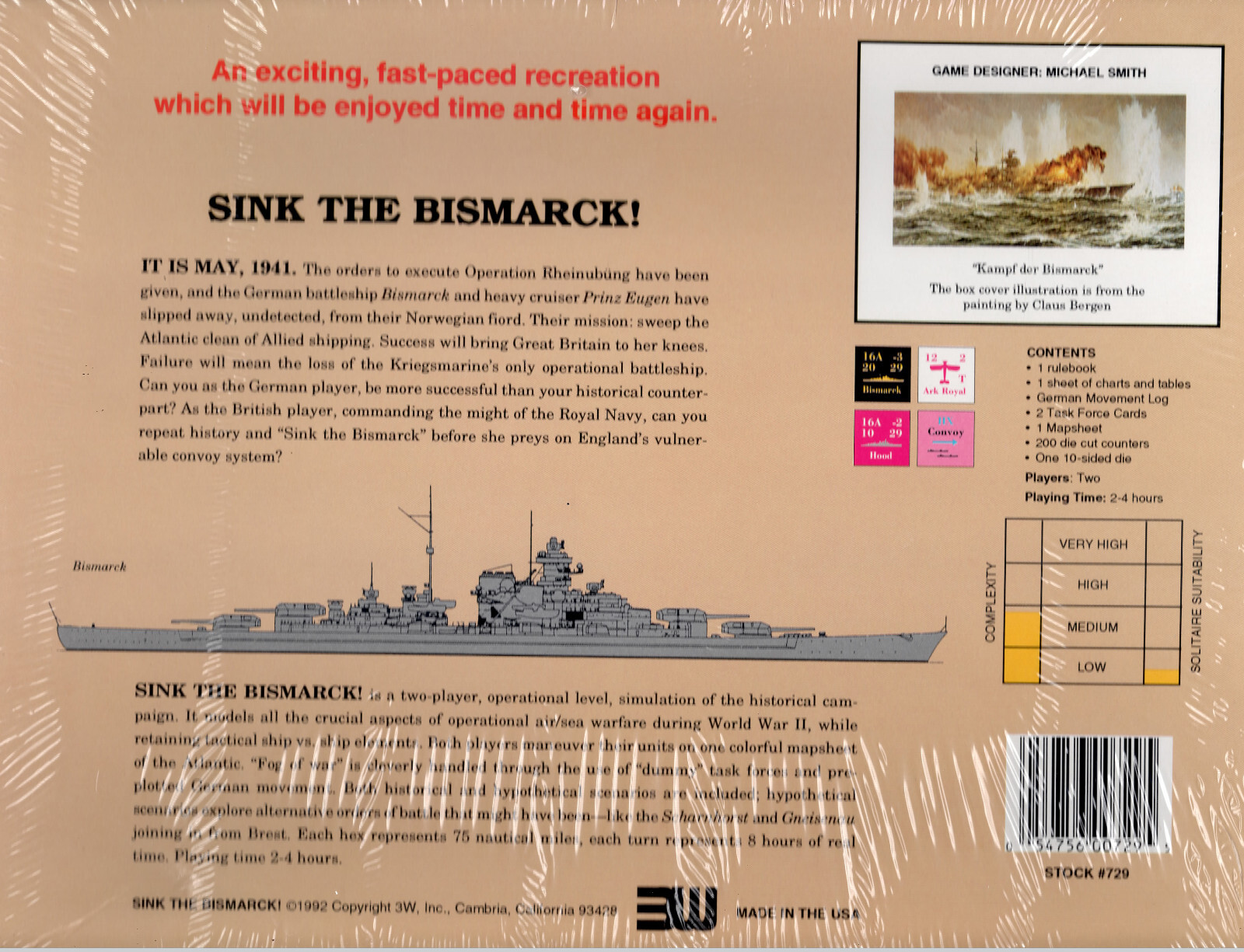 Sink the Bismarck! by 3W board game NISW