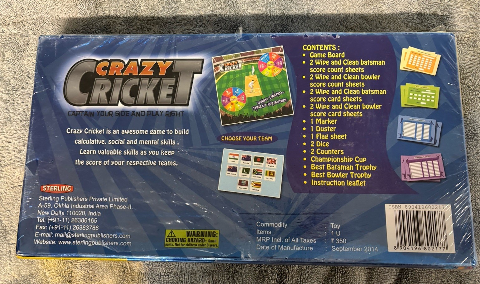 Crazy Cricket Board Game By Sterling Publishers – New Still Sealed