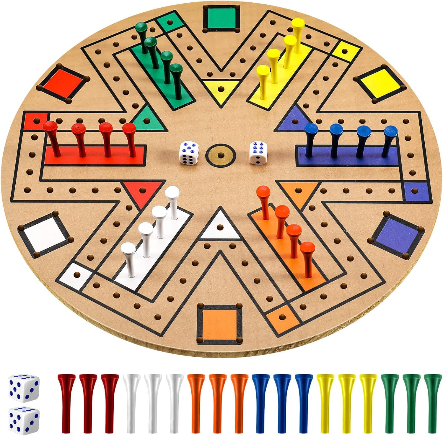 Kathfly Fast Track Board Game Wooden 3-6 Players Board Game Set with 24 Boards G