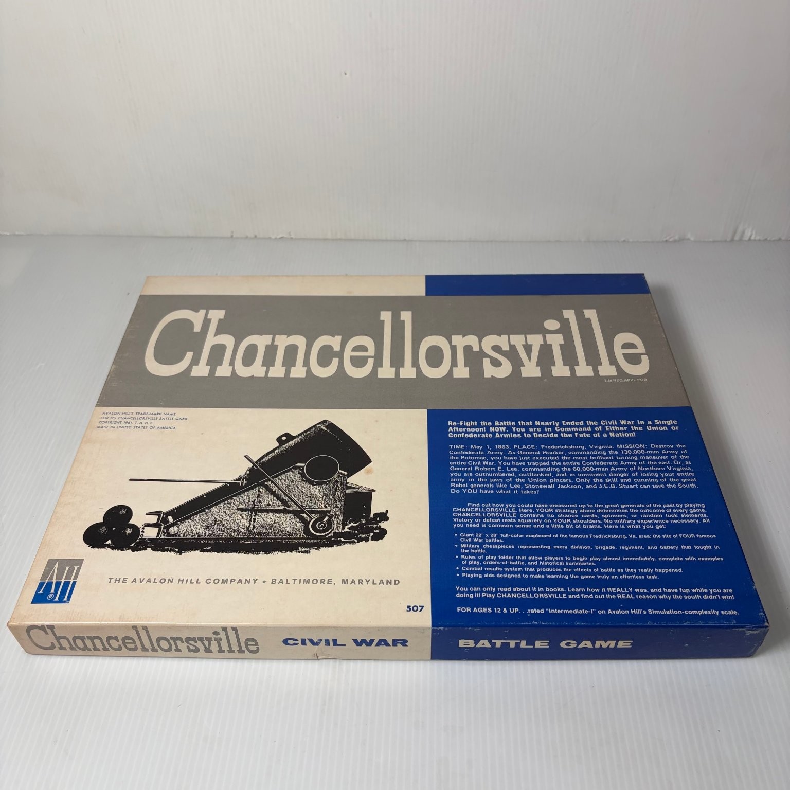Chancellorsville Avalon Hill Civil War Board Game 2 Players INCOMPLETE 1960s