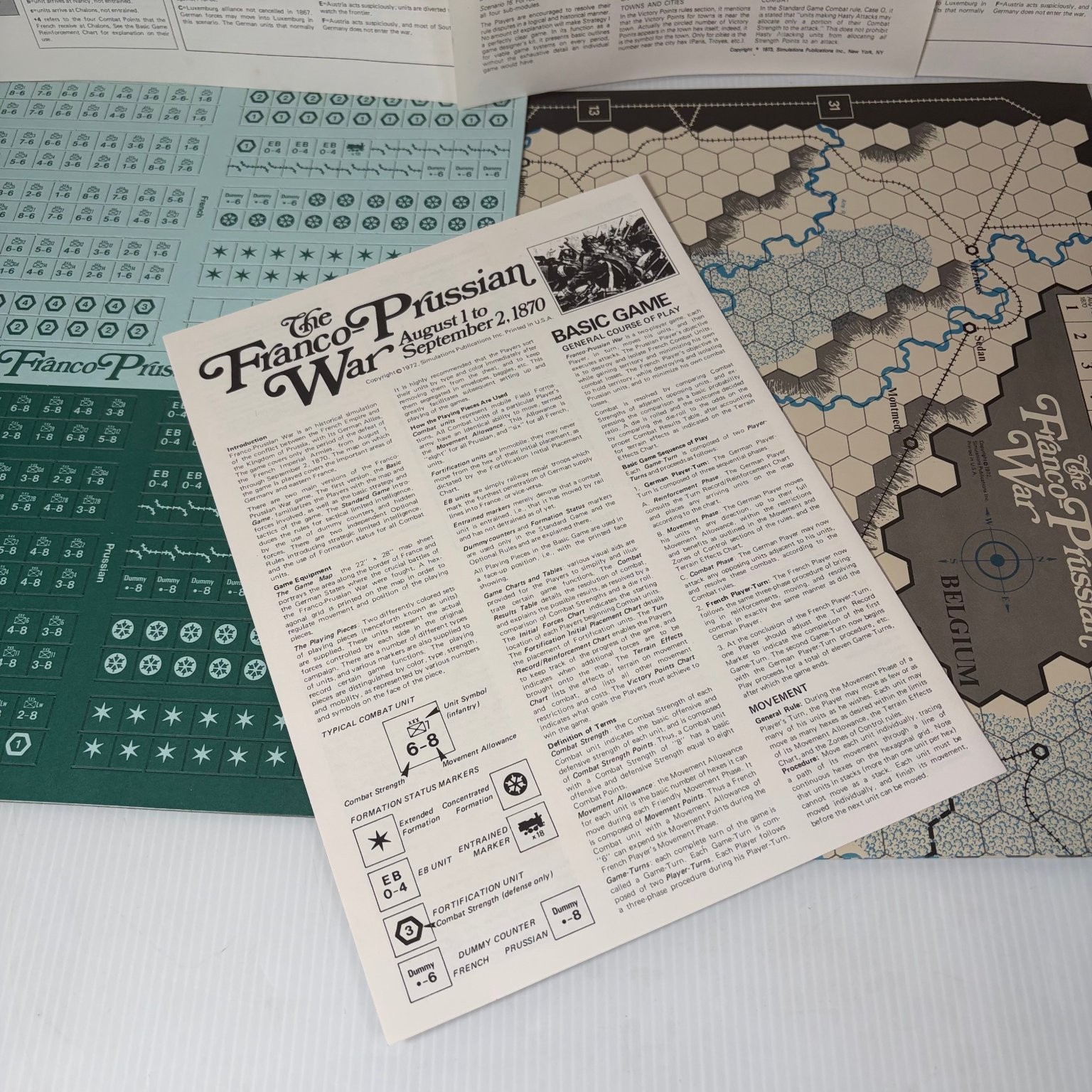 Franco-Prussian War SPI Wargame Board Game 2 Players 1970 Unpunched Unplayed