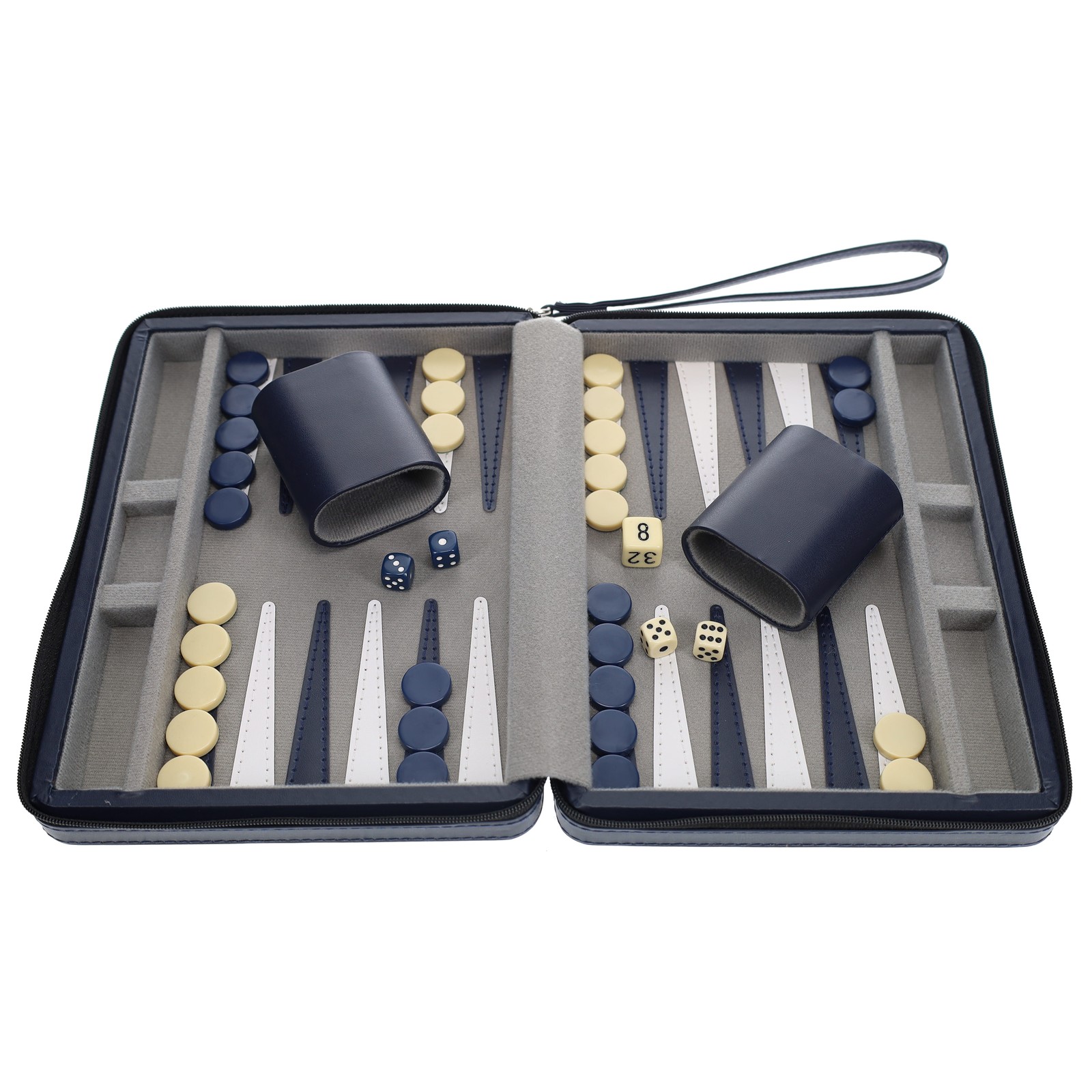 WE Games Magnetic Backgammon Set, Leatherette Case, Carrying Strap – Travel Size