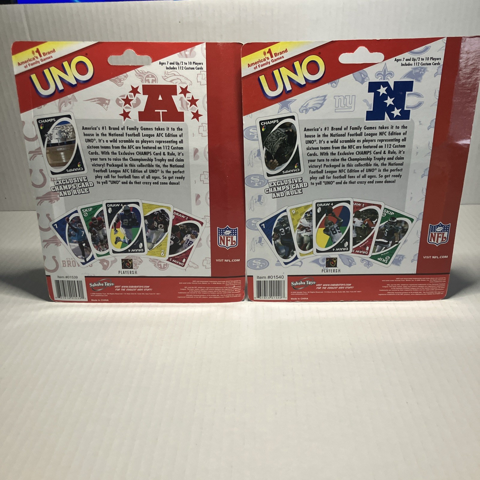 NIB NFL Special Edition Tin 2006 Mattel Card Uno Sets. NFC and AFC editions.