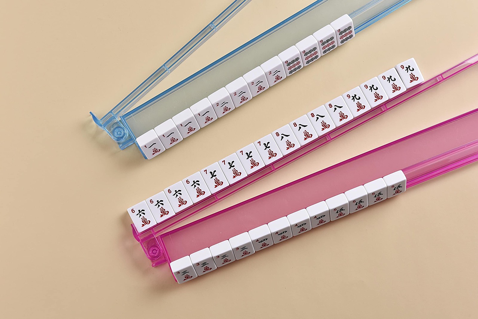 Set of 4 All-in-one Transparent Mahjong Rack & Pusher Acrylic American Mah Jo…