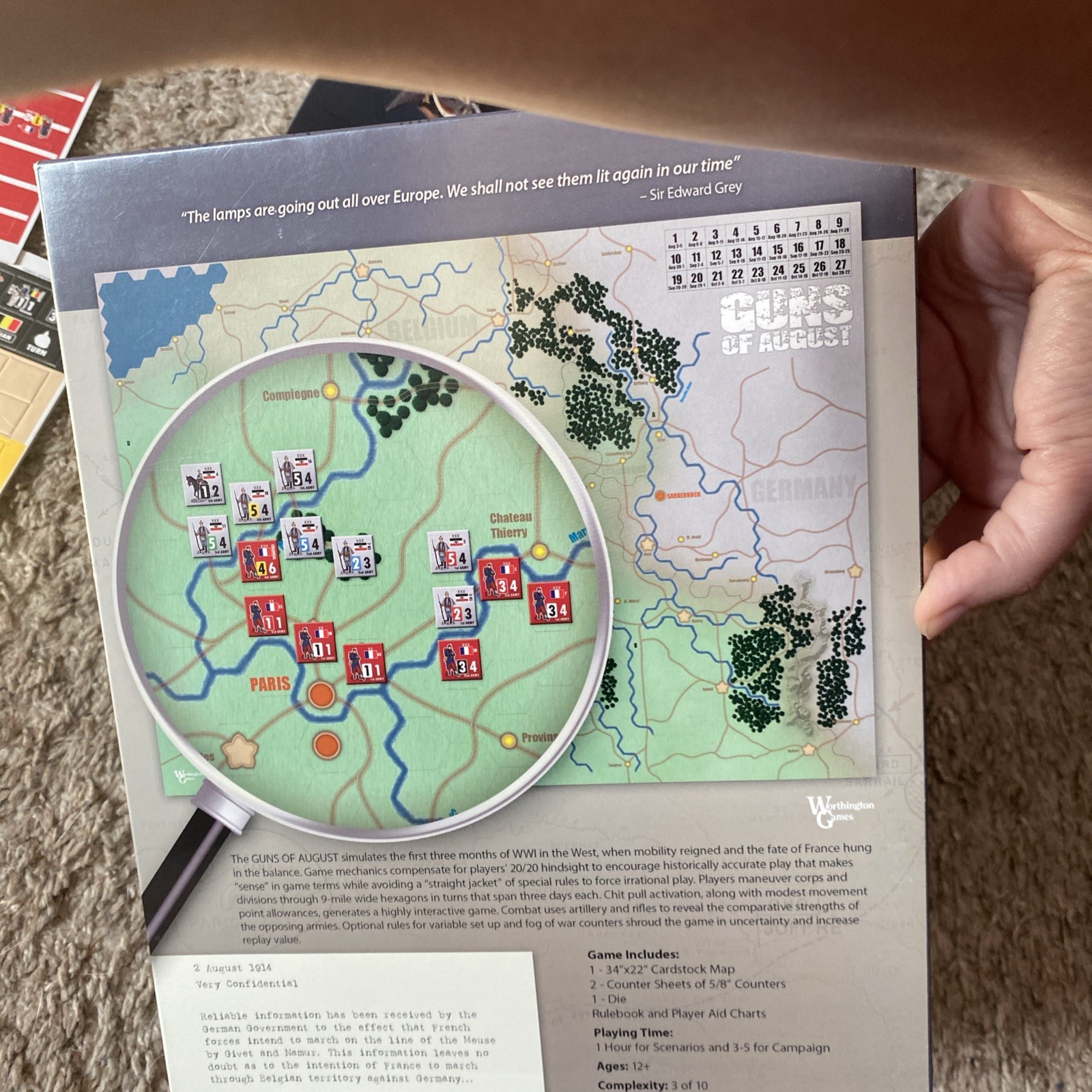 GUNS OF AUGUST War Board Game UNPUNCHED COMPLETE Worthington