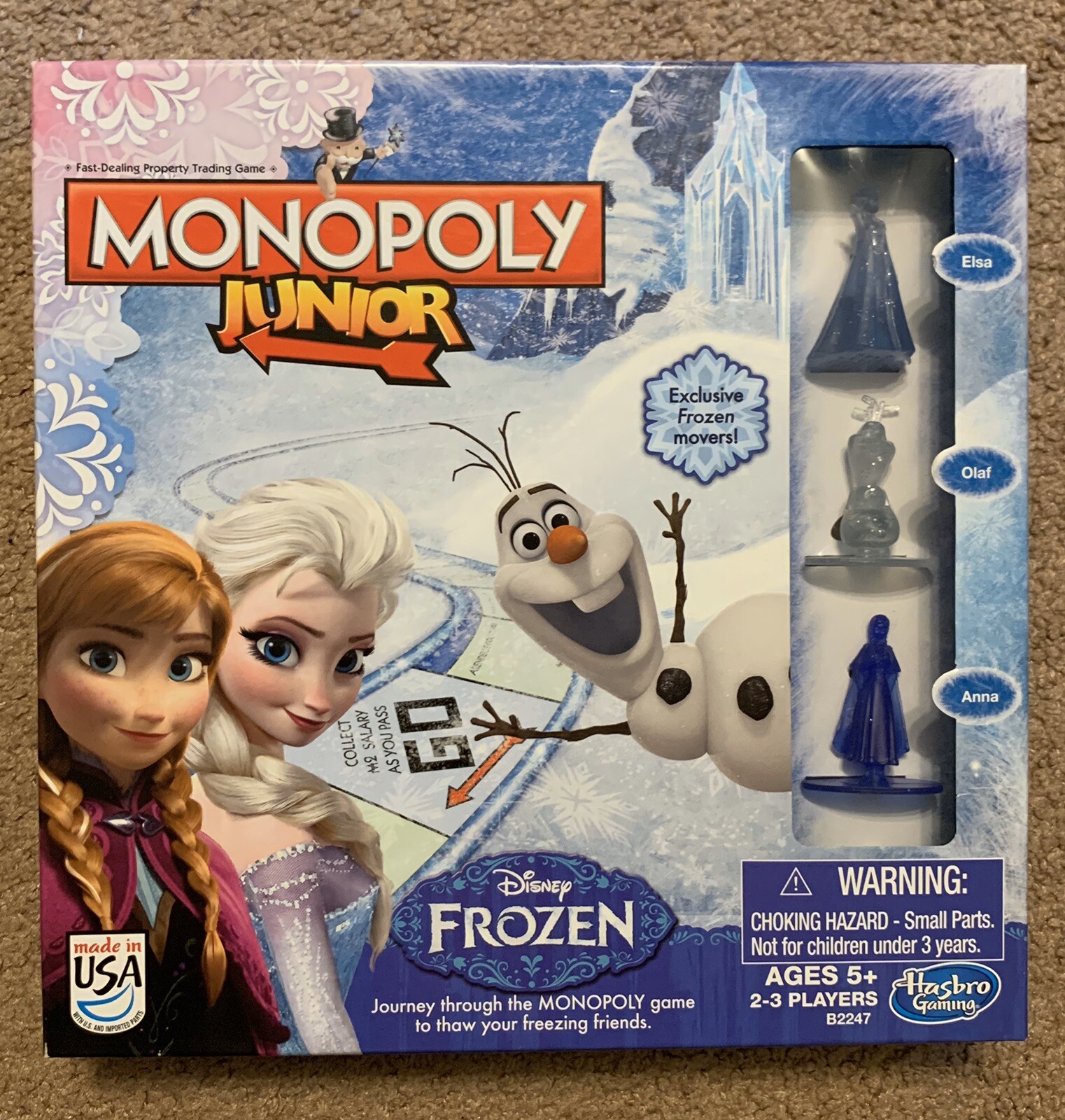 Monopoly Junior Disney Frozen Edition Board Game Elsa Anna Olaf Complete Set