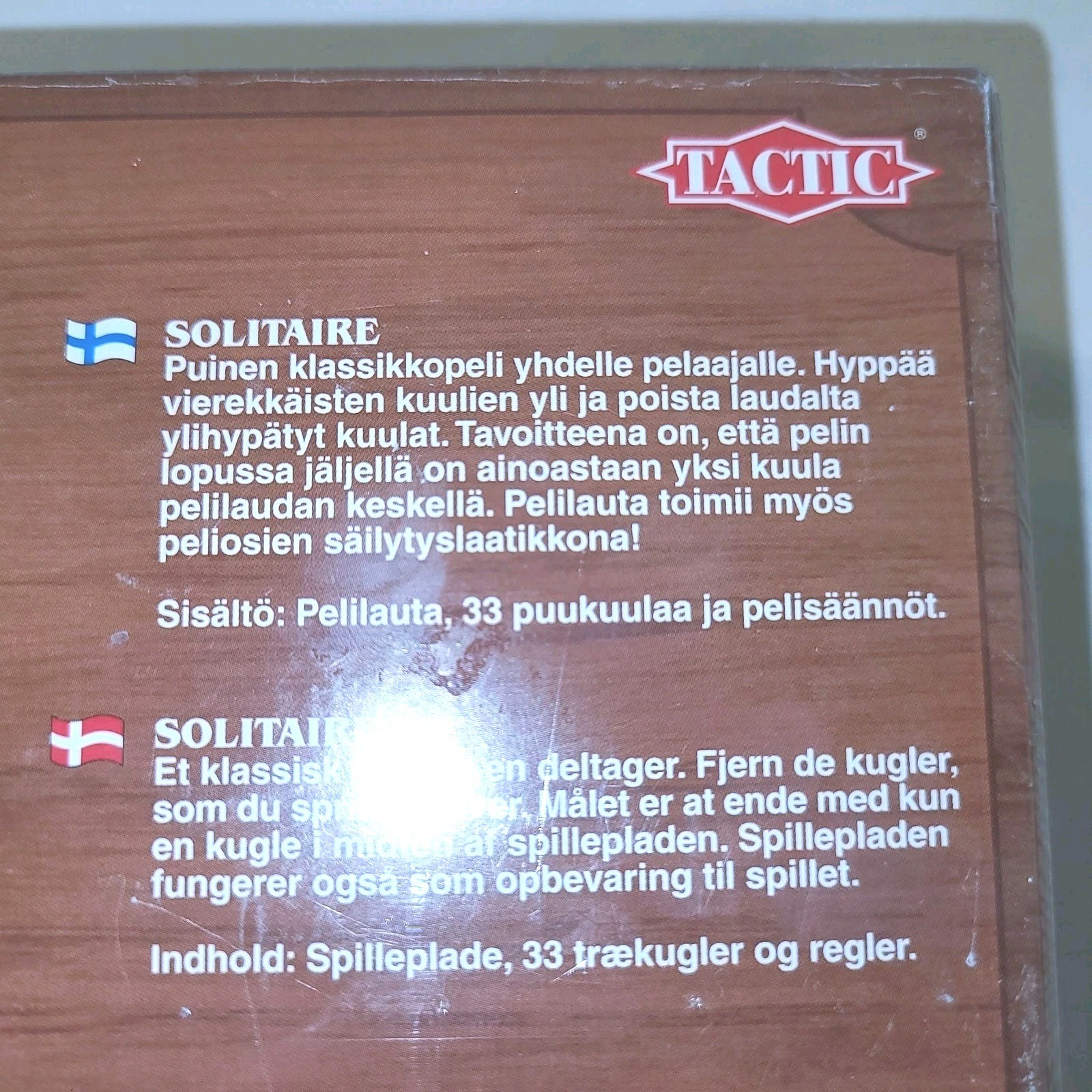 Solitaire Wooden Classic Game by Tactic New In Box