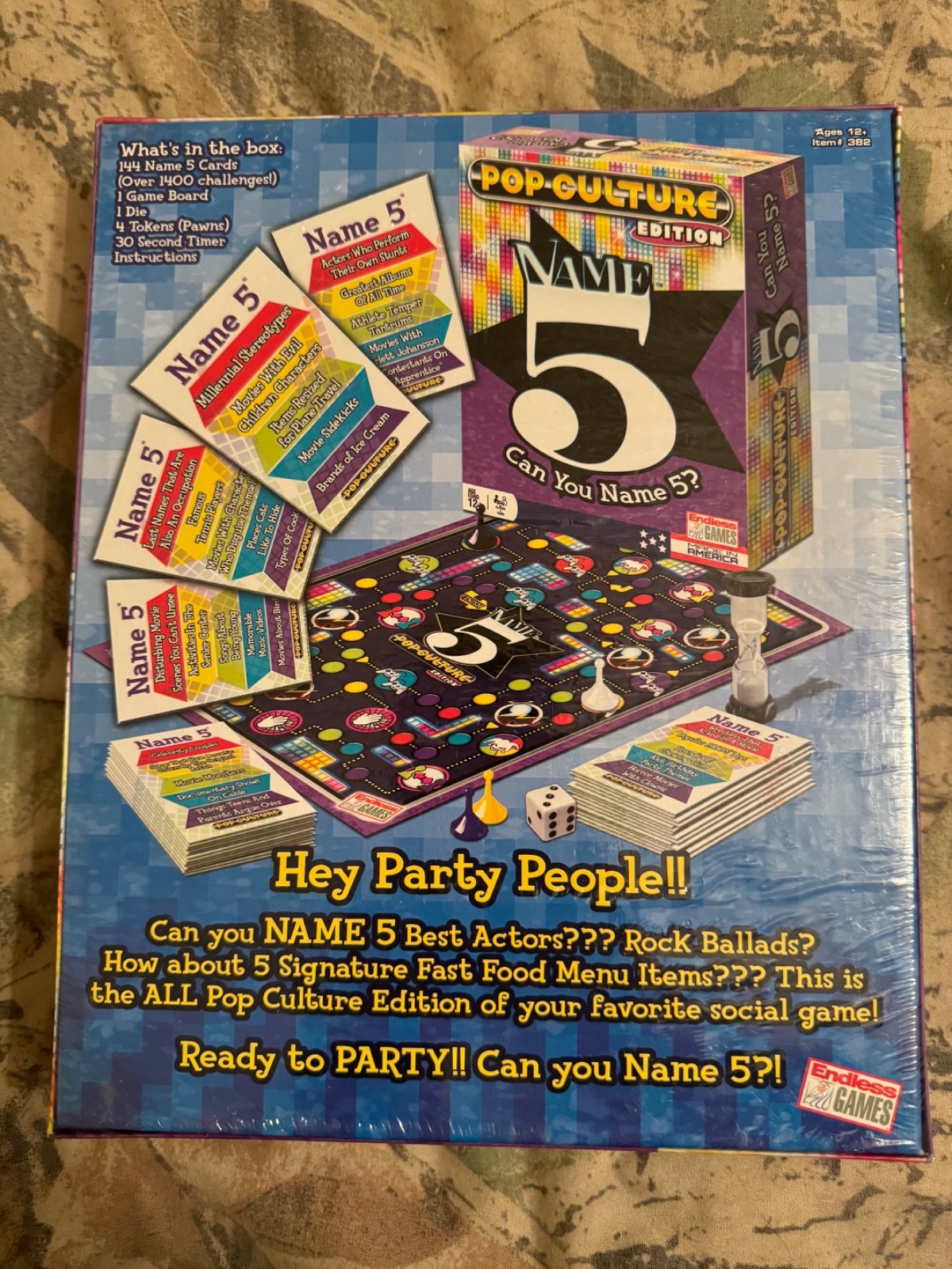 Can You Name 5 Pop Culture Edition Family Trivia Card Board Game, New In Wrap